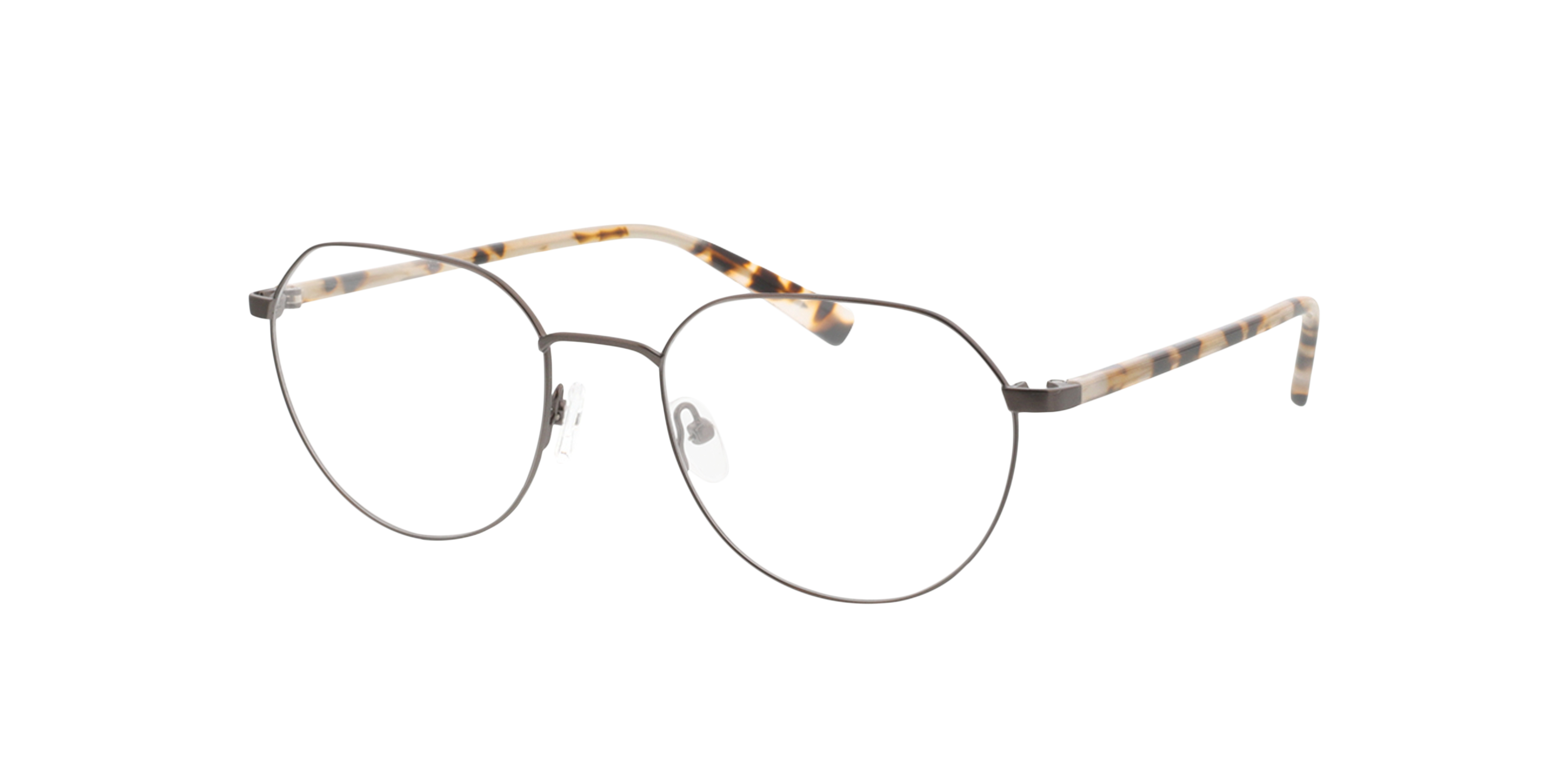 Eos Antraciet  &  wit Havana MetaalEyeglass Frames van B24, Hoekweergave