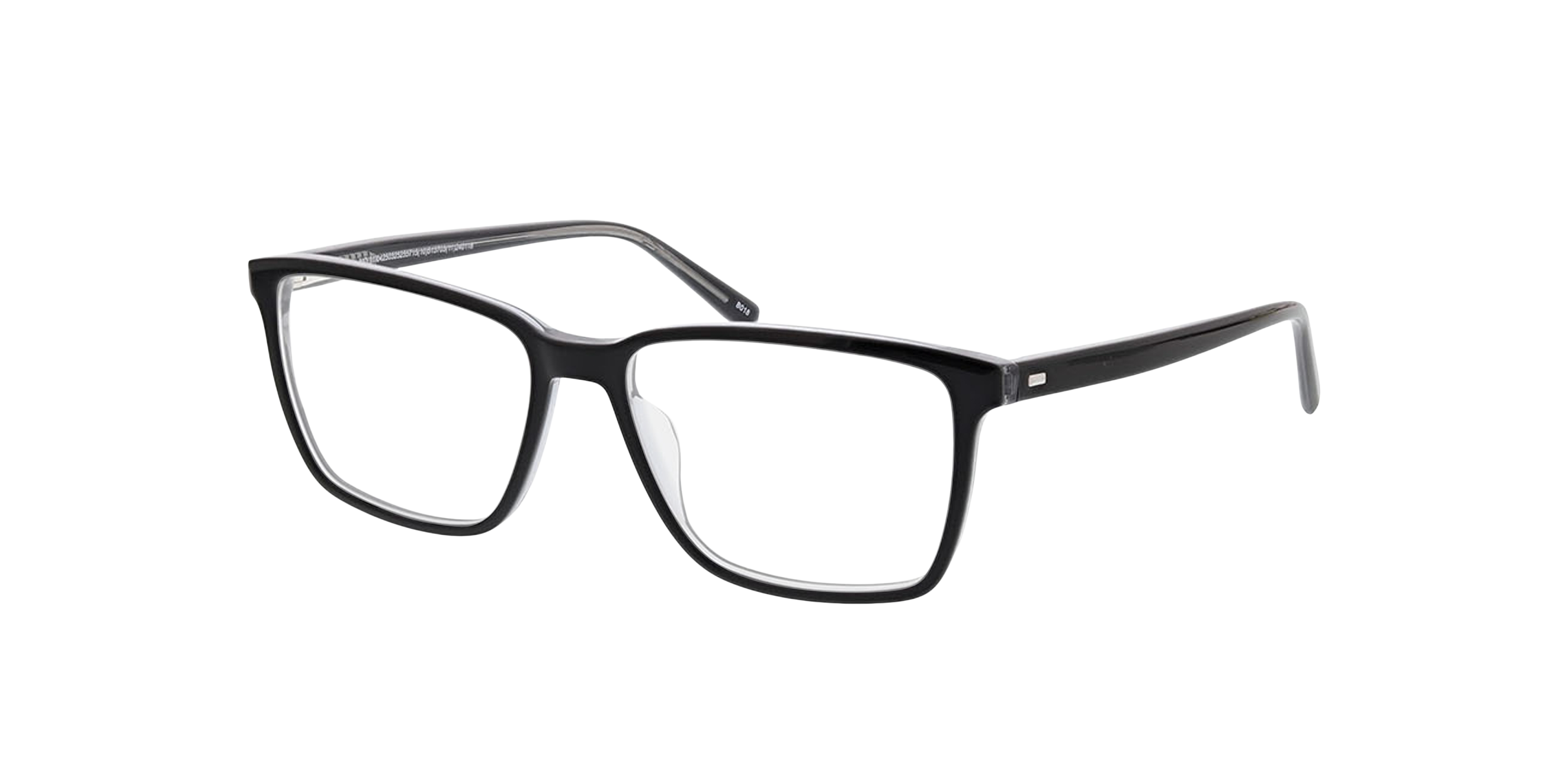 Teneriffa Trilayer Black  &  Crystal Grey AcetatEyeglass Frames von B24, Dreiviertelansicht
