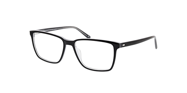 Teneriffa Trilayer Black & Crystal Grey AcetatEyeglass Frames von B24, Dreiviertelansicht