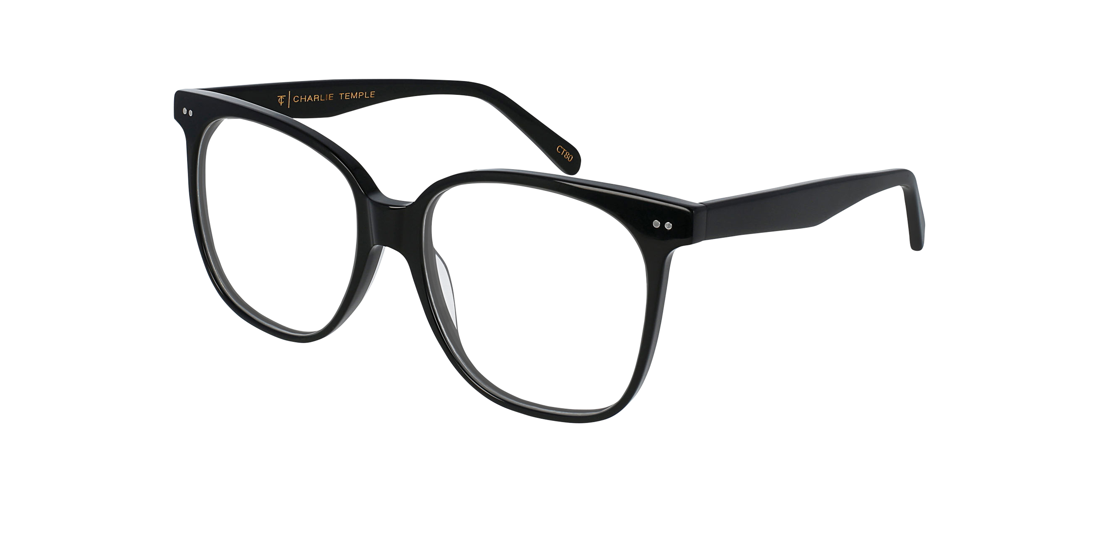 Big Mama Jet Black AcetaatEyeglass Frames van B24, Hoekweergave