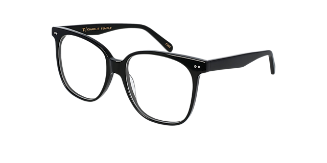 Big Mama Jet Black AcetaatEyeglass Frames van B24, Hoekweergave