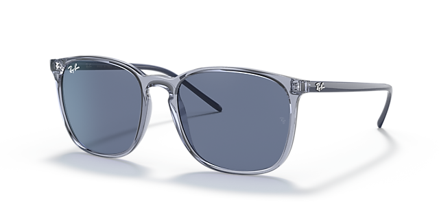 RB4387 Blau transparent KunststoffSunglass Frames von B24, Dreiviertelansicht