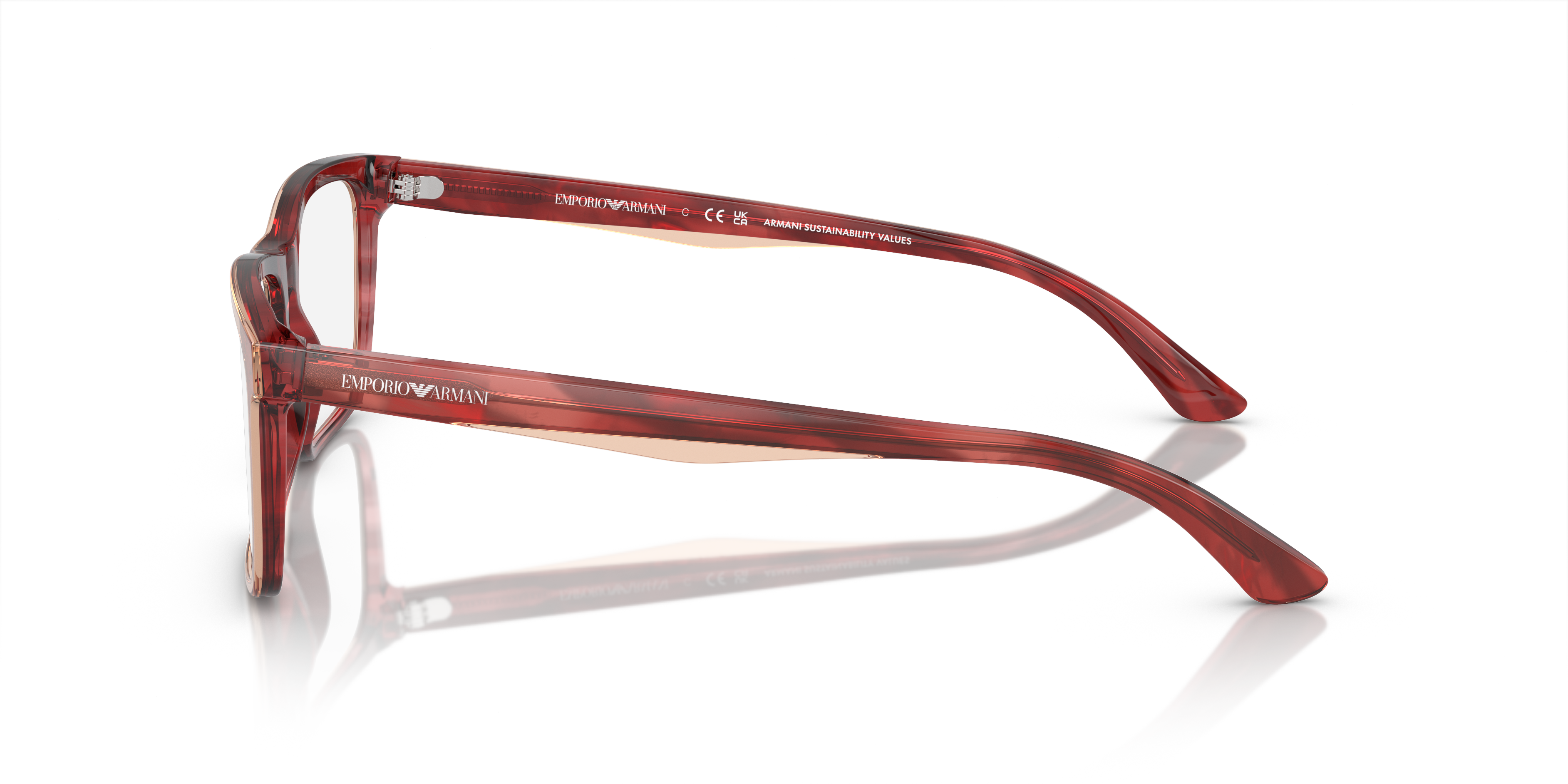 EA3227 Glanzend bordeaux & bovenkant smoke AcetaatEyeglass Frames van B24, Zijaanzicht