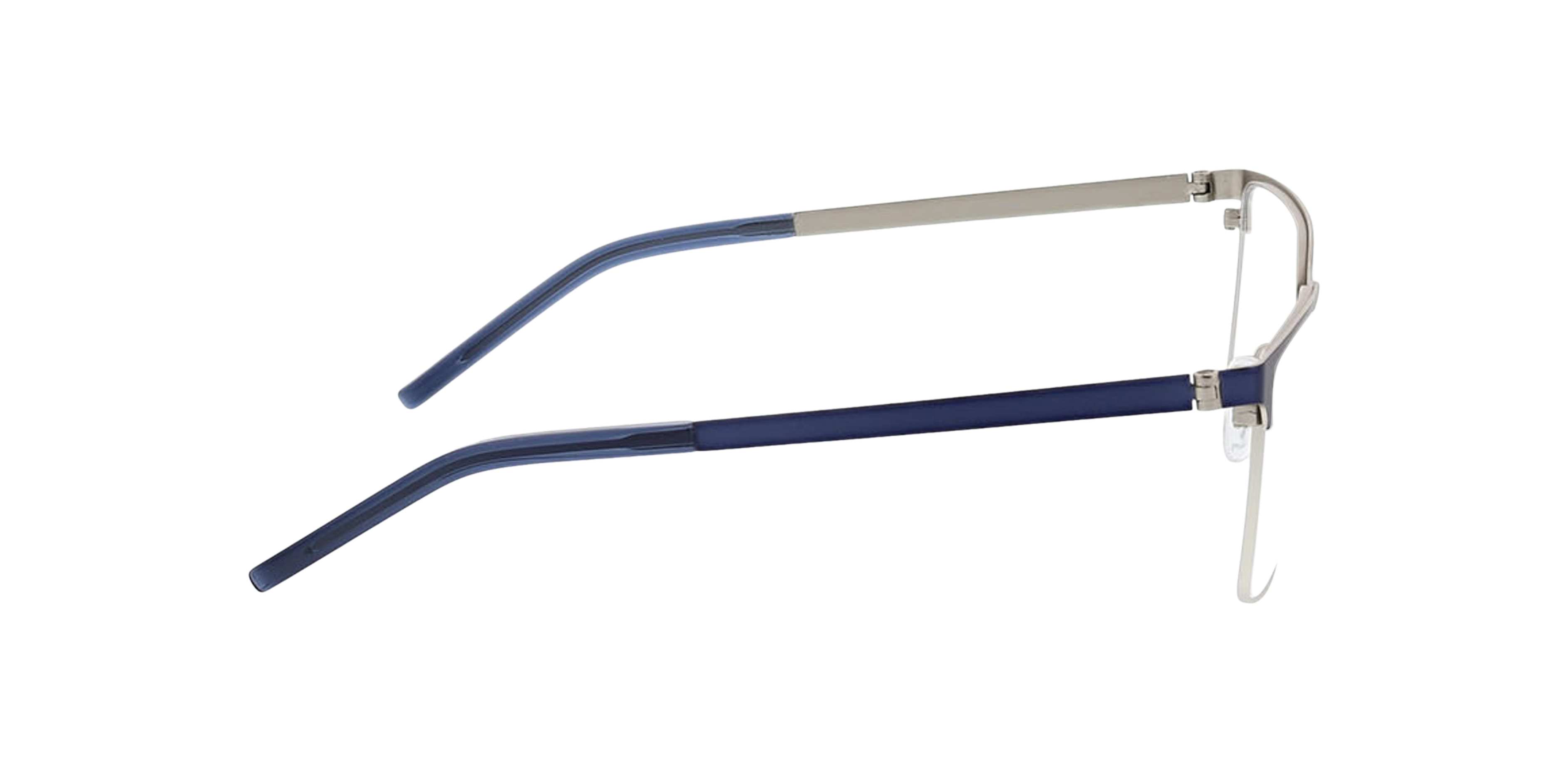 James Matblauw  &  matzilver  &  blauw MetaalEyeglass Frames van B24, Zijaanzicht
