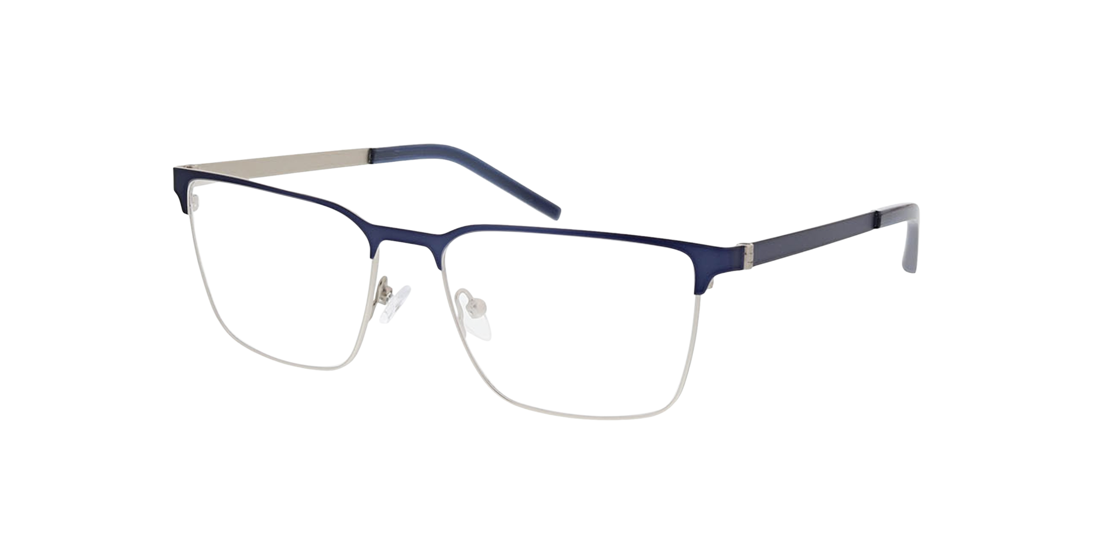 James Matblauw  &  matzilver  &  blauw MetaalEyeglass Frames van B24, Hoekweergave