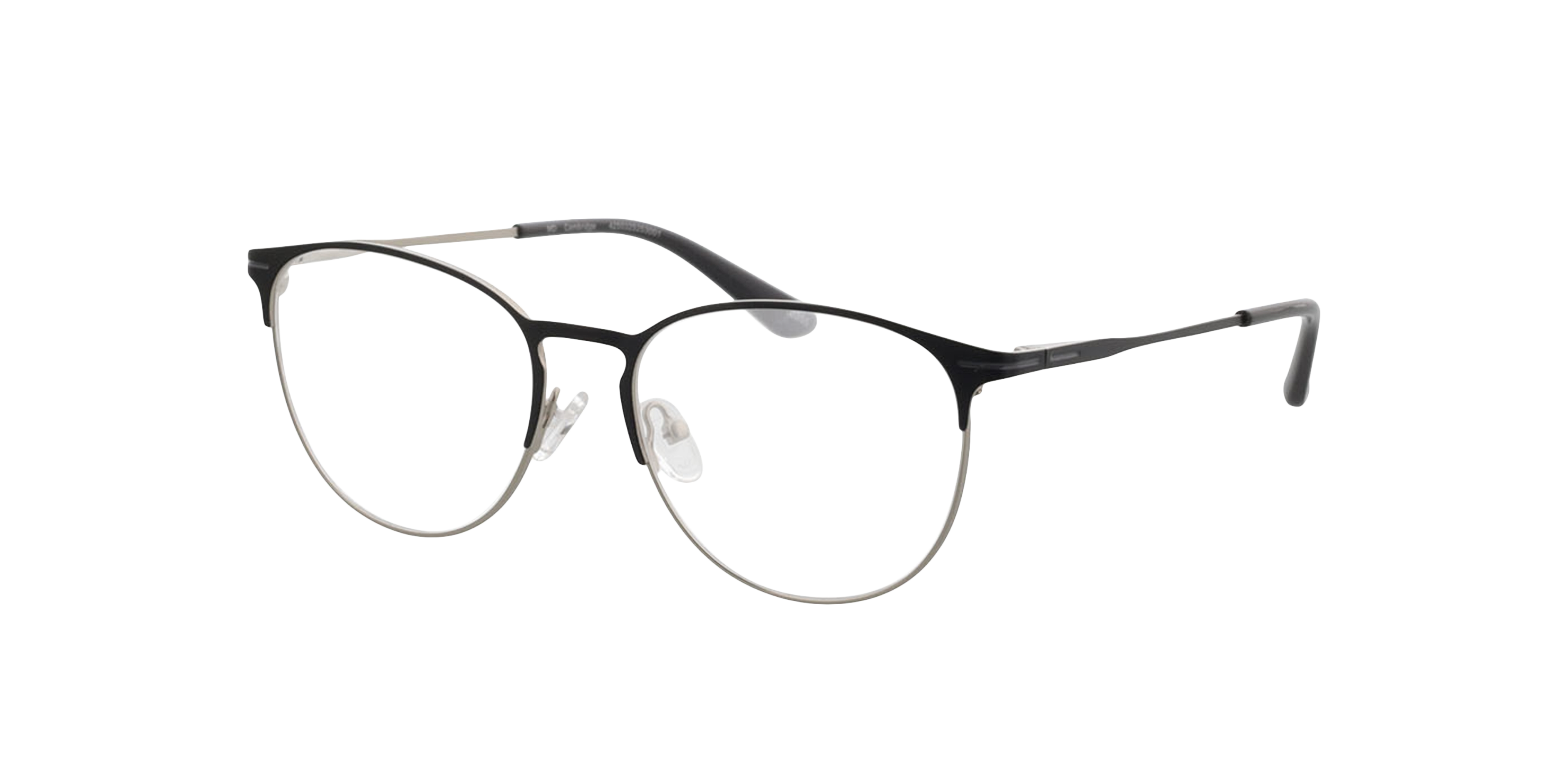 Cambridge Matt Black  &  Grey  &  Silver MetallEyeglass Frames von B24, Dreiviertelansicht