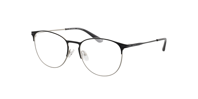 Cambridge Matt Black  &  Grey  &  Silver MetallEyeglass Frames von B24, Dreiviertelansicht