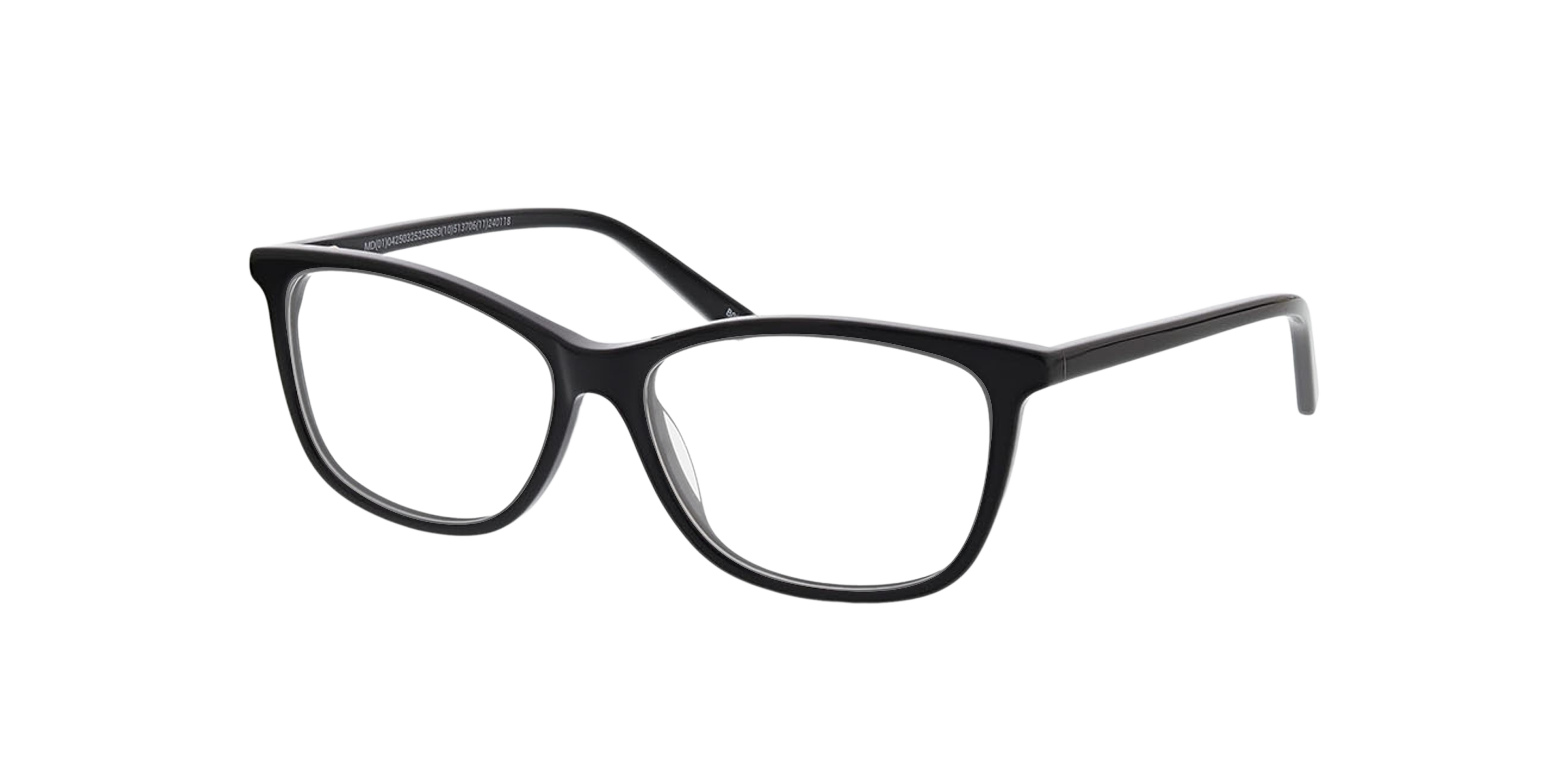 Paris Zwart AcetaatEyeglass Frames van B24, Hoekweergave