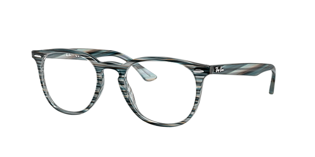 RB7159 Blauwgrijs gestreept KunststofEyeglass Frames van B24, Hoekweergave