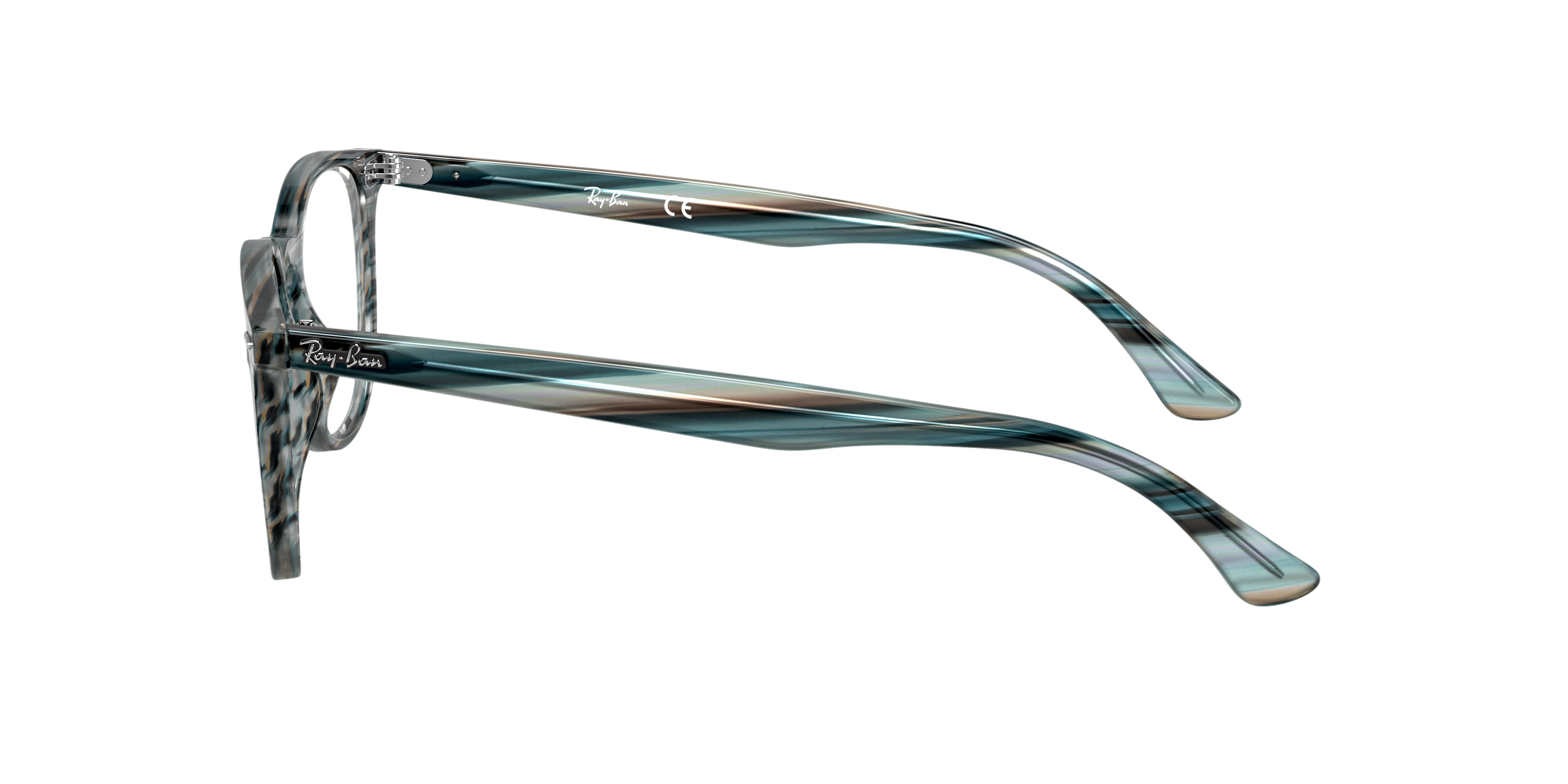 RB7159 Blauwgrijs gestreept KunststofEyeglass Frames van B24, Zijaanzicht