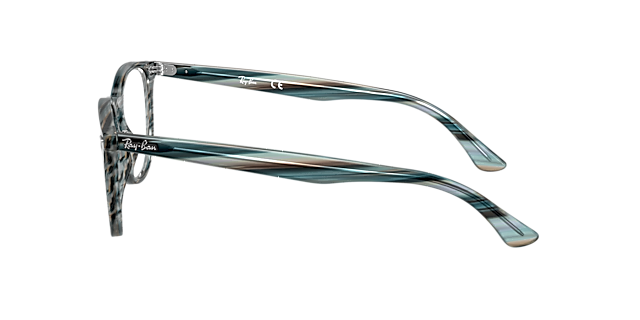 RB7159 Blauwgrijs gestreept KunststofEyeglass Frames van B24, Zijaanzicht