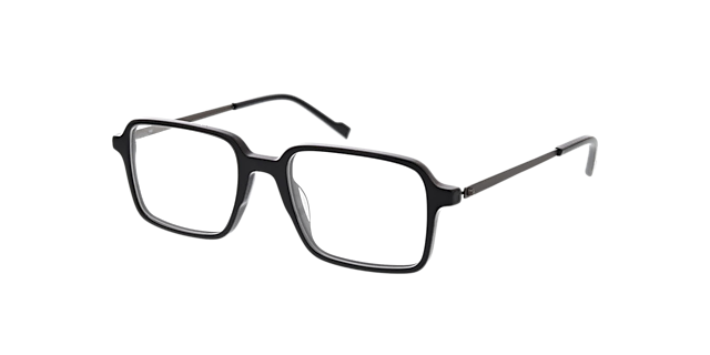 Freiburg Zwart & mat gunmetal AcetaatEyeglass Frames van B24, Hoekweergave