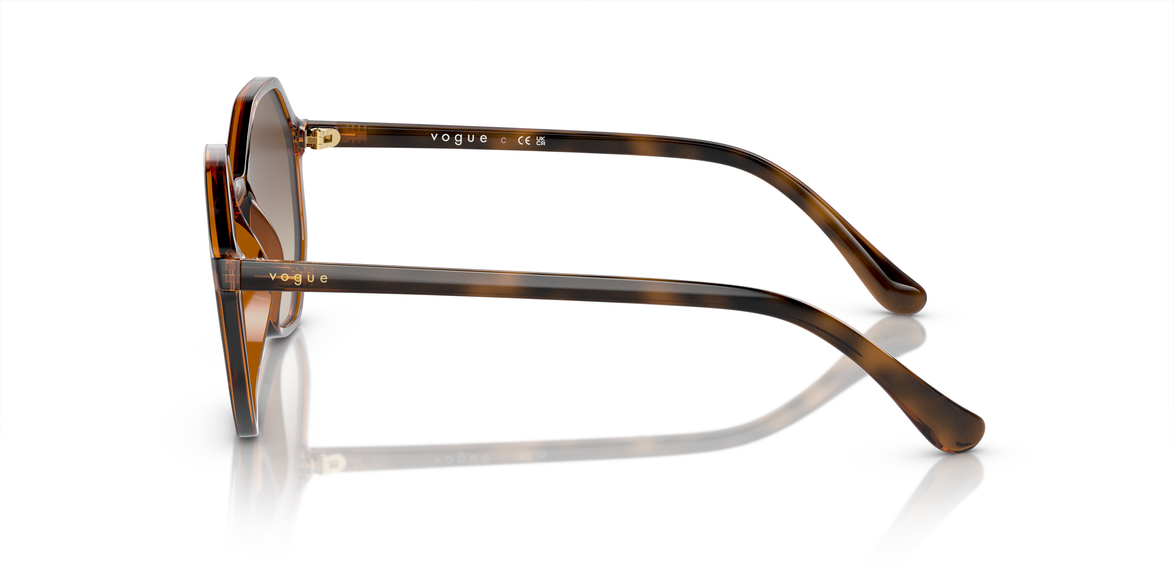 VO5222S Top Havana & bruin transparant KunststofSunglass Frames van B24, Zijaanzicht