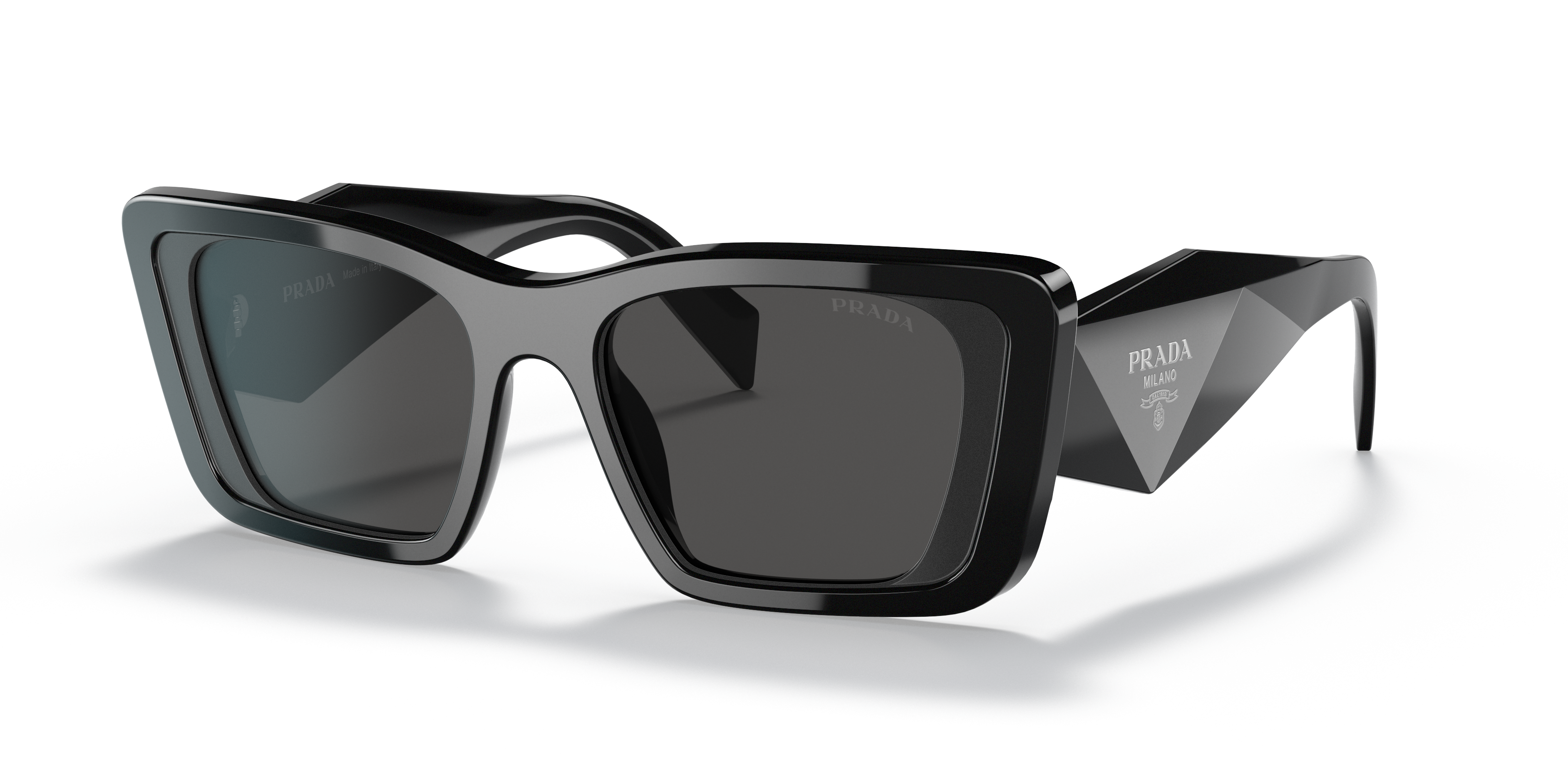 PR 08YS Schwarz AcetatSunglass Frames von B24, Dreiviertelansicht