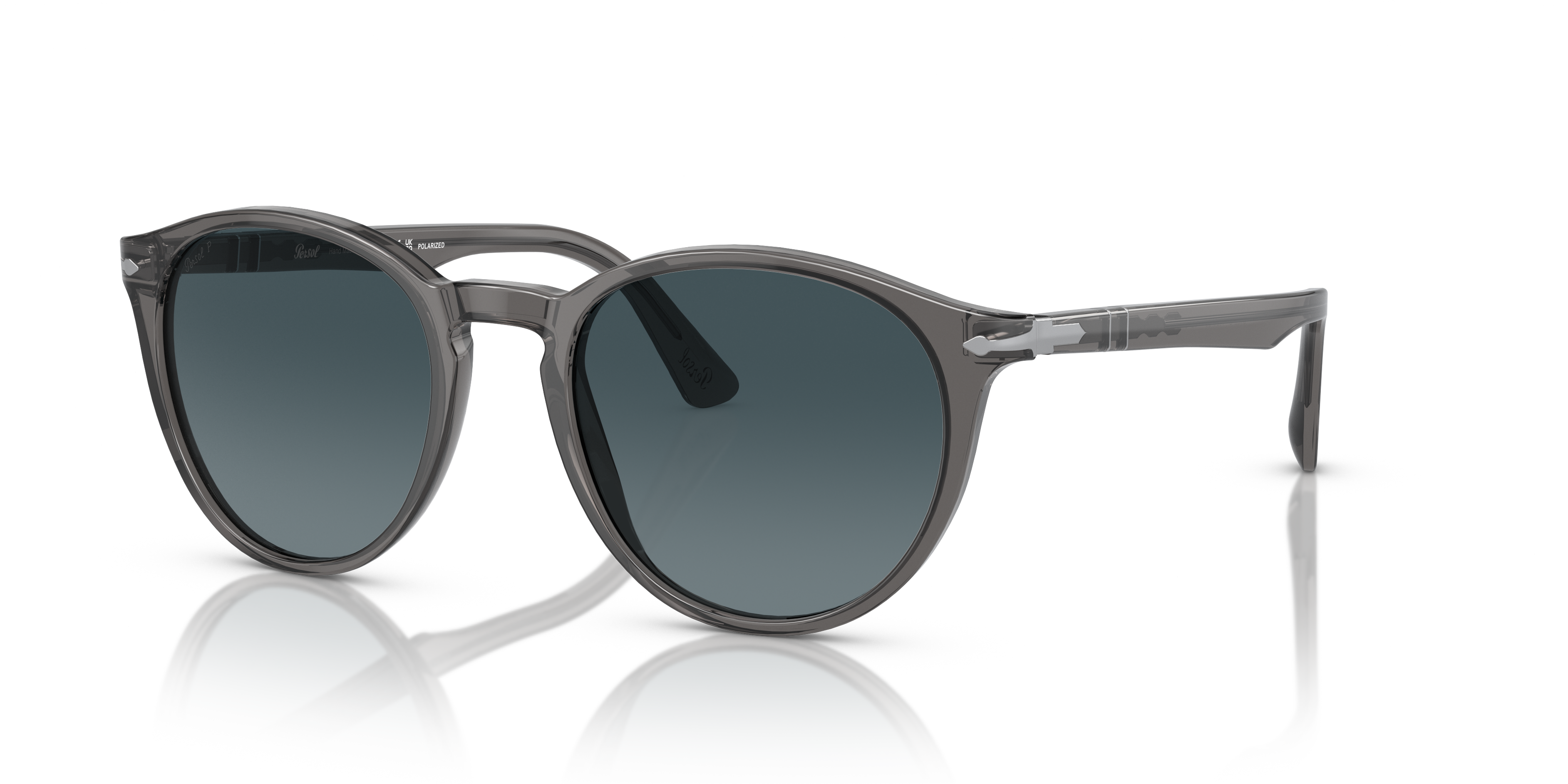 PO3152S Grau transparent AcetatSunglass Frames von B24, Dreiviertelansicht