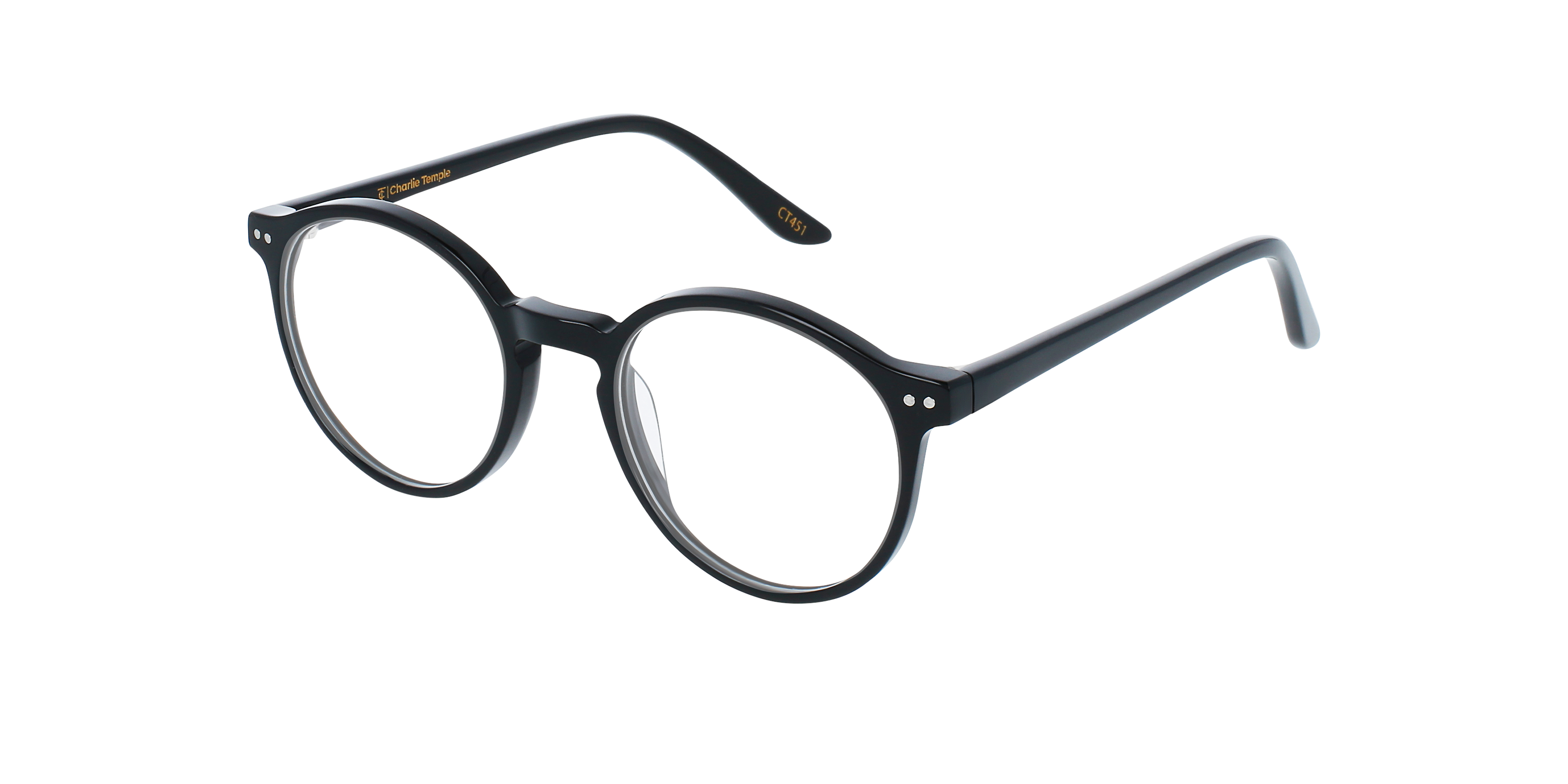 Bennett Jet Black AcetaatEyeglass Frames van B24, Hoekweergave