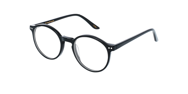 Bennett Jet Black AcetatEyeglass Frames von B24, Dreiviertelansicht