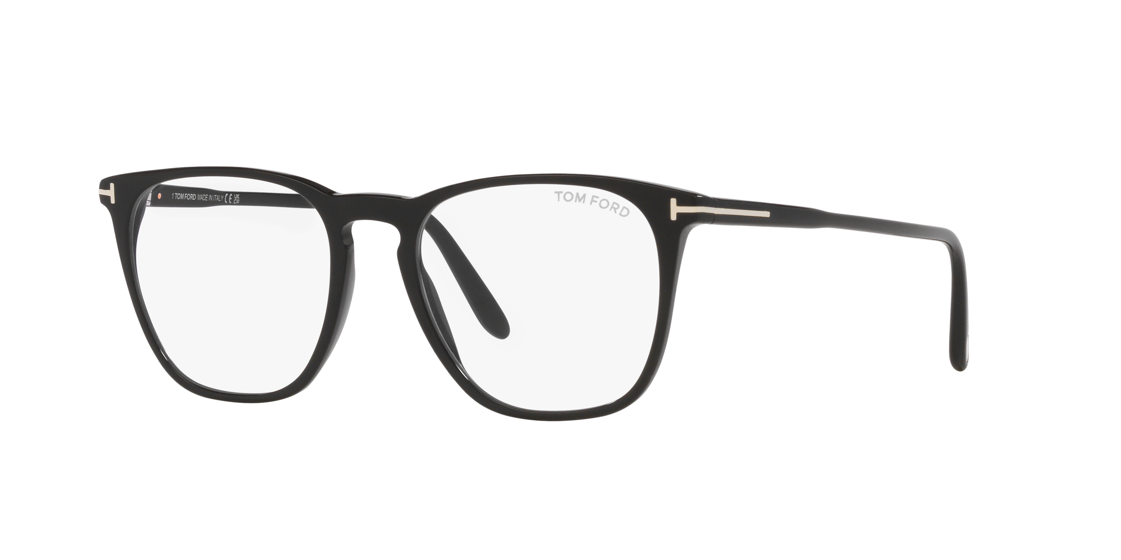 FT5937-B Glänzendes Schwarz AcetatEyeglass Frames von B24, Dreiviertelansicht