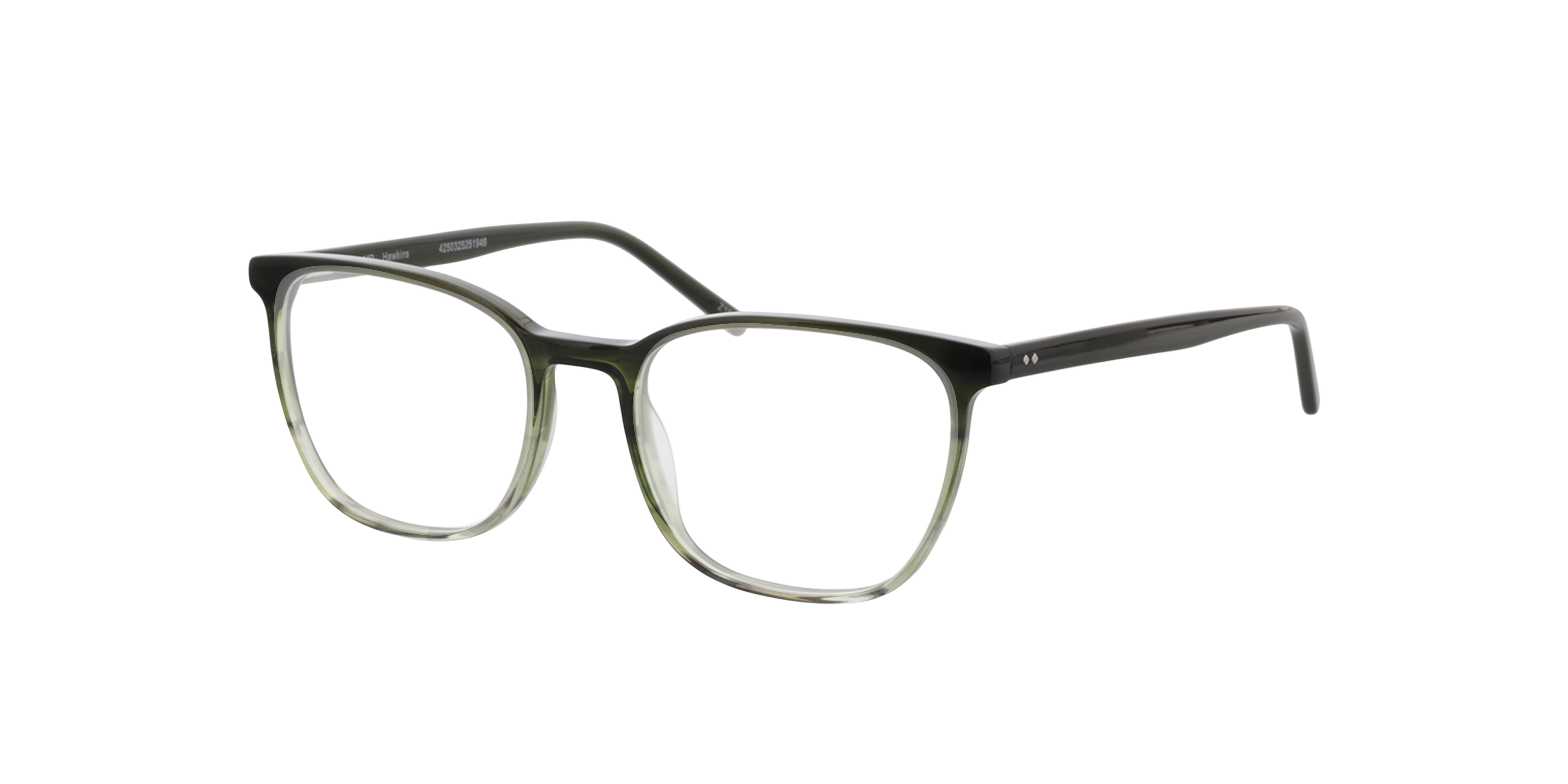 Hawkins Gradiënt groen hoorn  &  groen AcetaatEyeglass Frames van B24, Hoekweergave