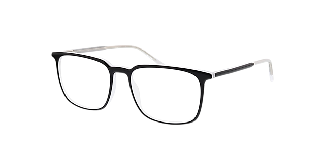 Oakland Trilayer Black & Crystal AcetatEyeglass Frames von B24, Dreiviertelansicht