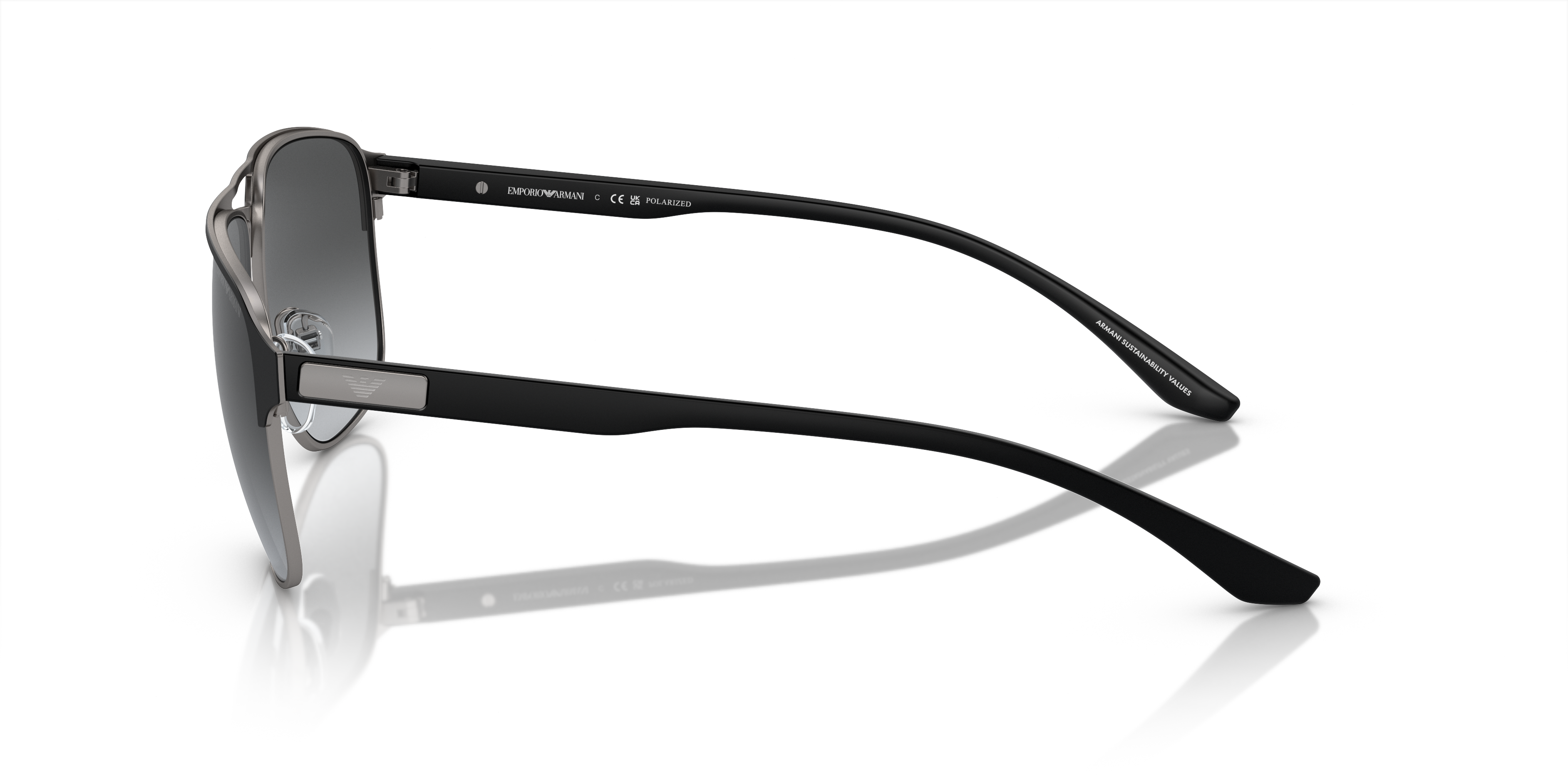 EA2144 Mat staalgrijs & zwart MetaalSunglass Frames van B24, Zijaanzicht