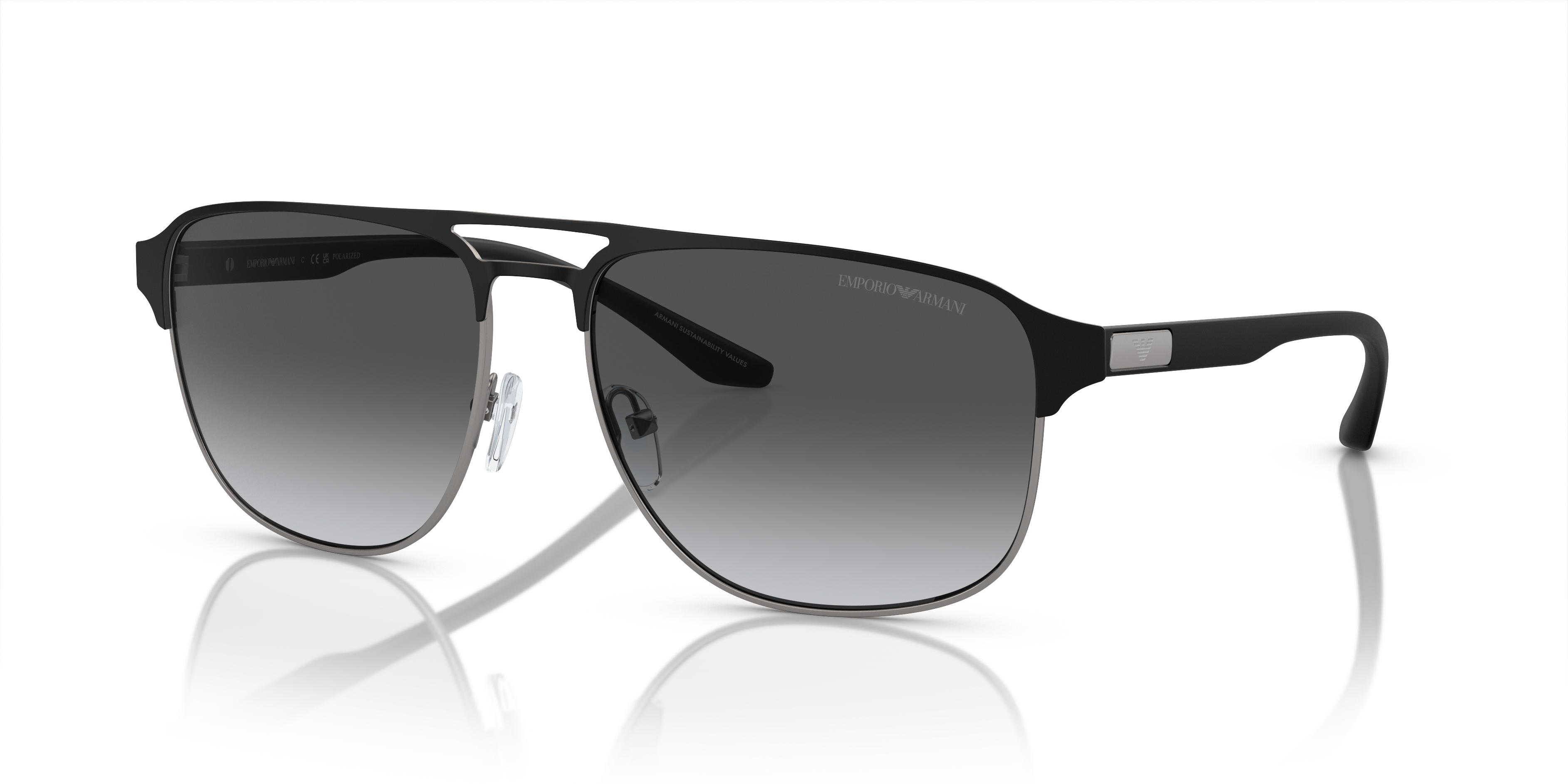 EA2144 Mat staalgrijs & zwart MetaalSunglass Frames van B24, Hoekweergave