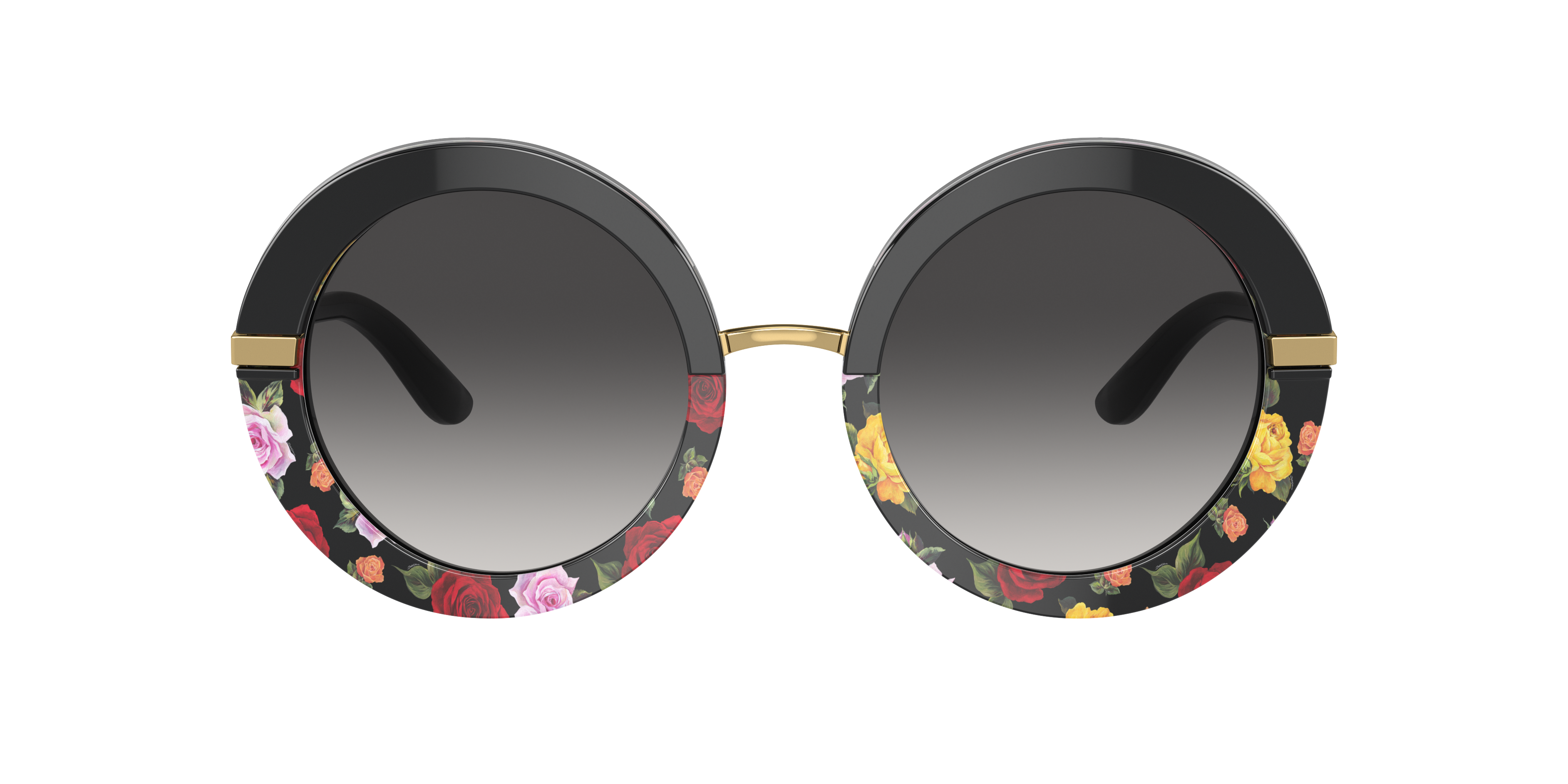 DG4393 Black On Winter Flowers Print AcetaatSunglass Frames van B24, met getinte lenzen
