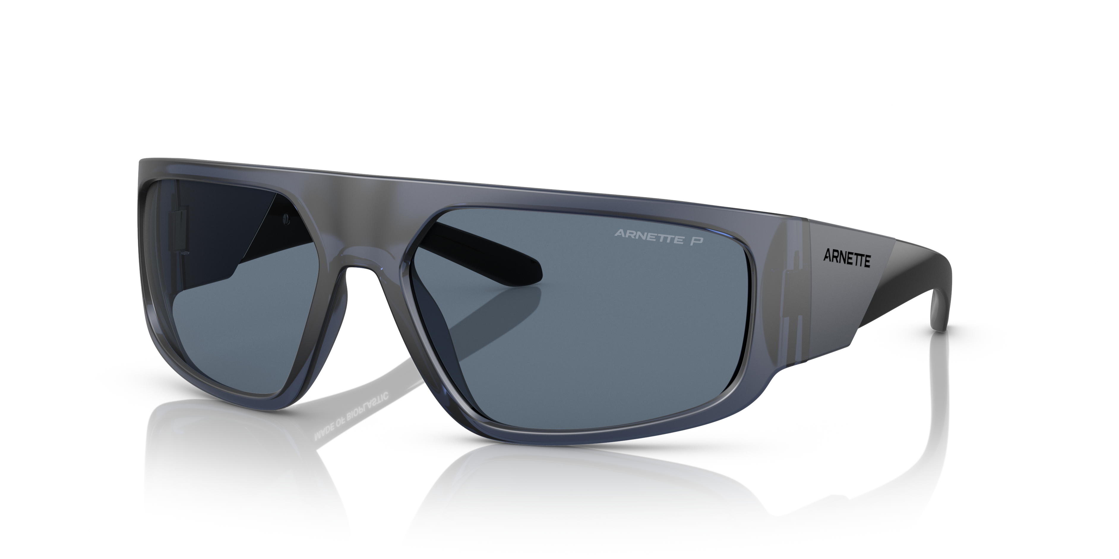 AN4304 Matte Transparent Blue KunststofSunglass Frames van B24, Hoekweergave