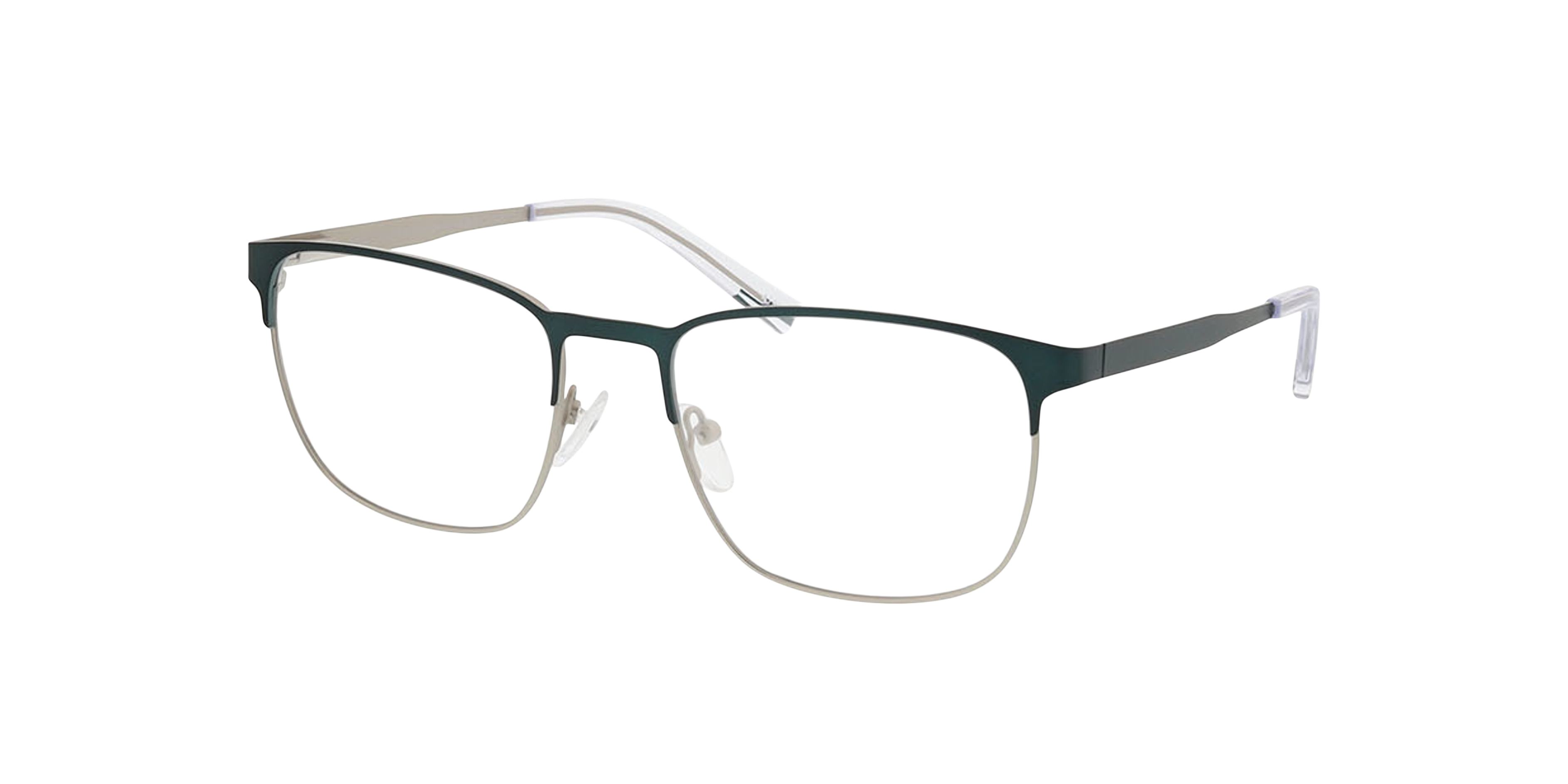 Hamilton Matgroen  &  matzilver MetaalEyeglass Frames van B24, Hoekweergave