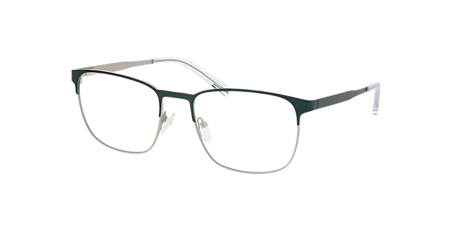 Hamilton Matt Green & Matt Silver MetallEyeglass Frames von B24, Dreiviertelansicht