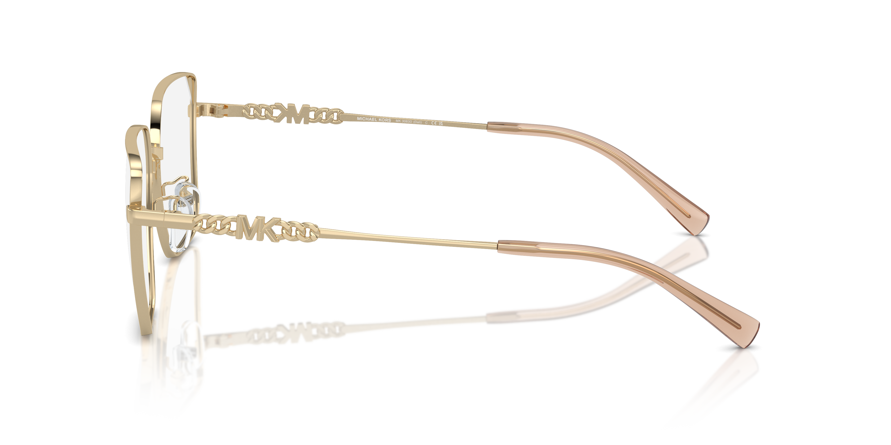 MK3083D Glanzend lichtgoud MetaalEyeglass Frames van B24, Zijaanzicht