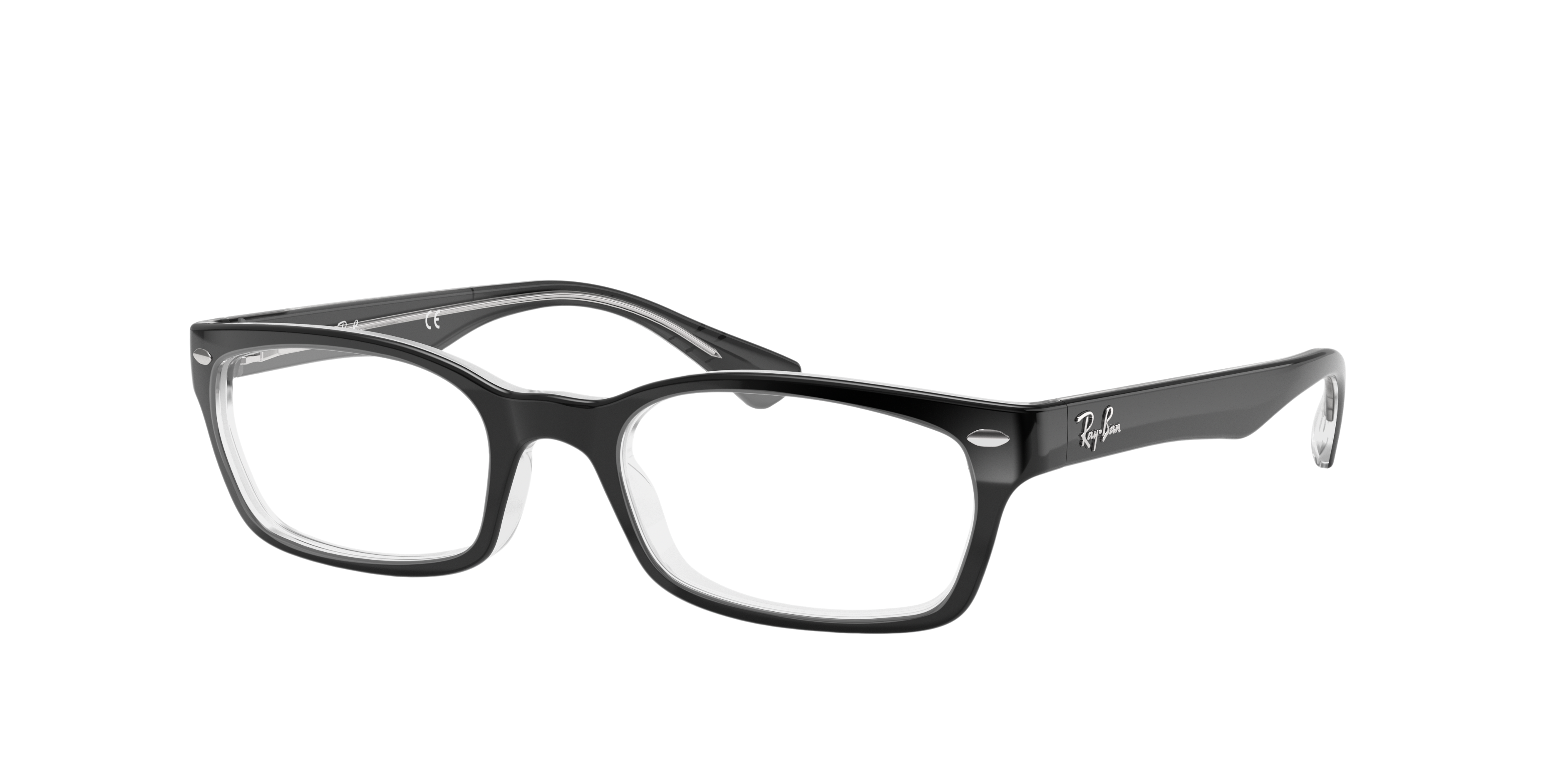 RB5150 Zwart op transparant AcetaatEyeglass Frames van B24, Hoekweergave