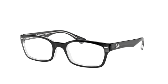 RB5150 Zwart op transparant AcetaatEyeglass Frames van B24, Hoekweergave