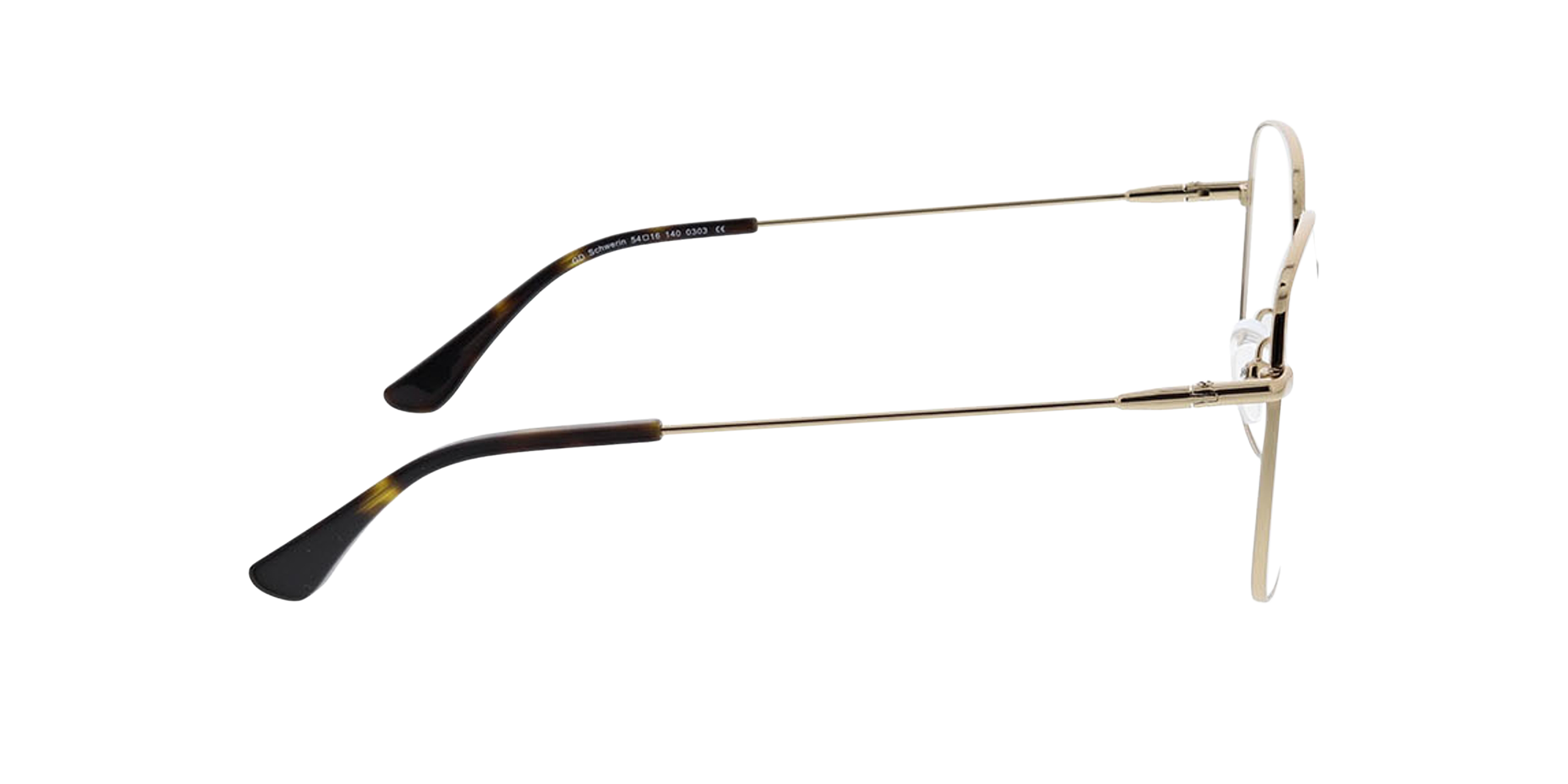 Schwerin Gold MetallEyeglass Frames von B24, Seitenansicht