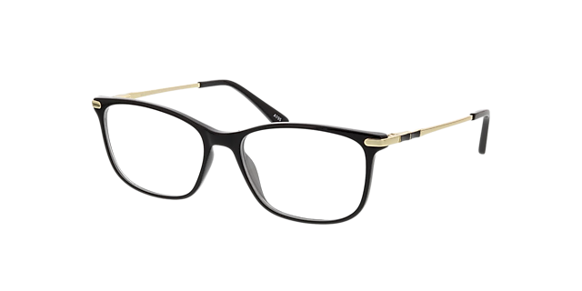 Greensboro Zwart & goud KunststofEyeglass Frames van B24, Hoekweergave