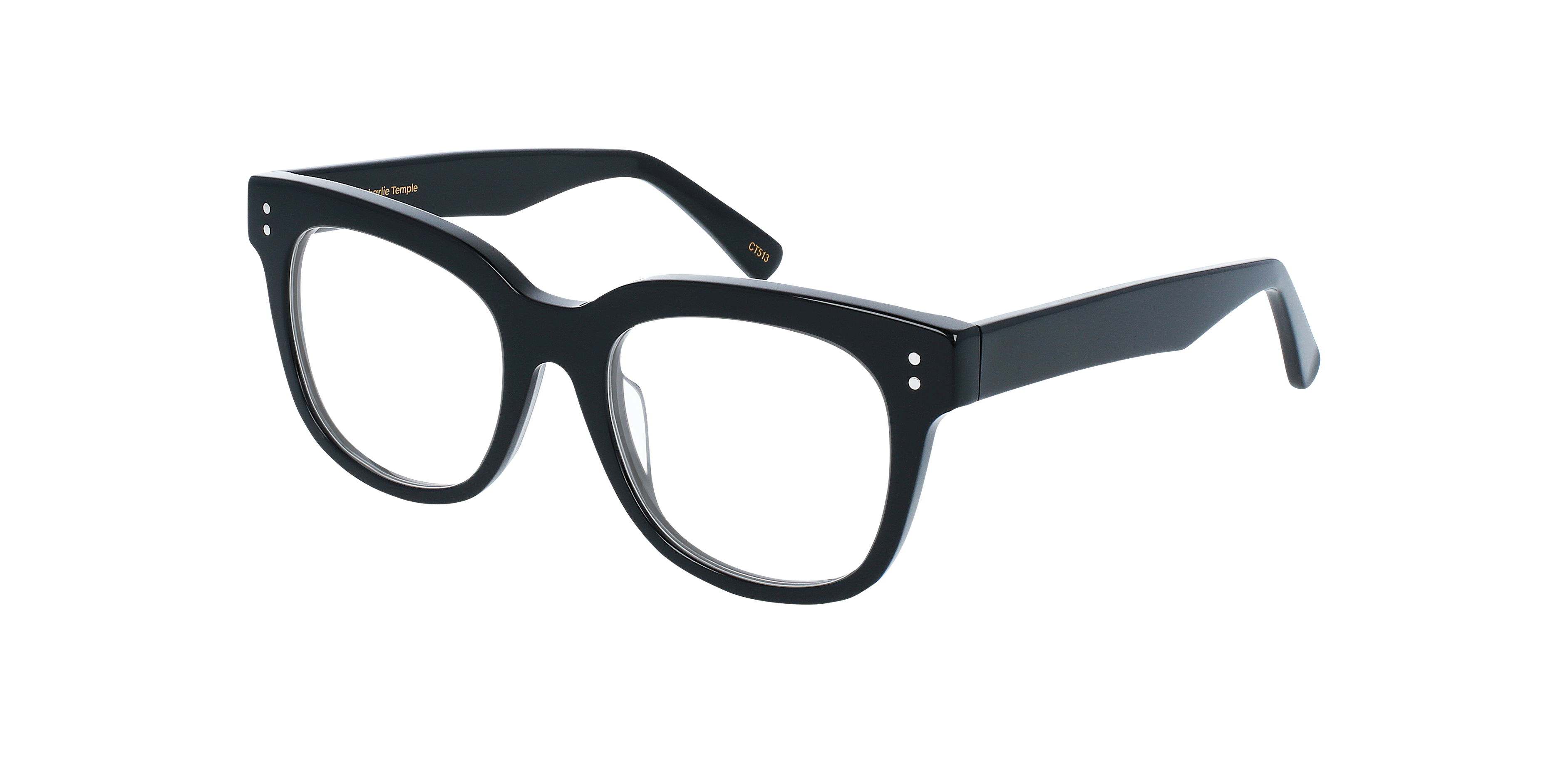 Danny Jet Black AcetatEyeglass Frames von B24, Dreiviertelansicht