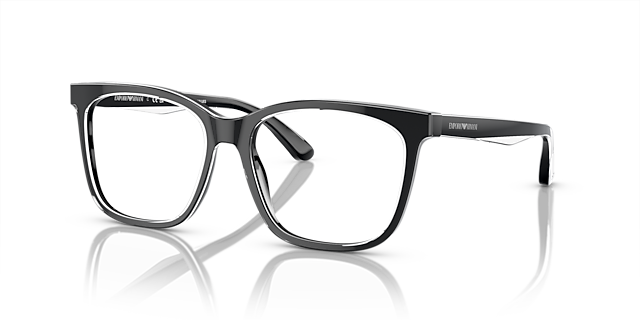 EA3228 Shiny Black & Top Crystal AcetatEyeglass Frames von B24, Dreiviertelansicht