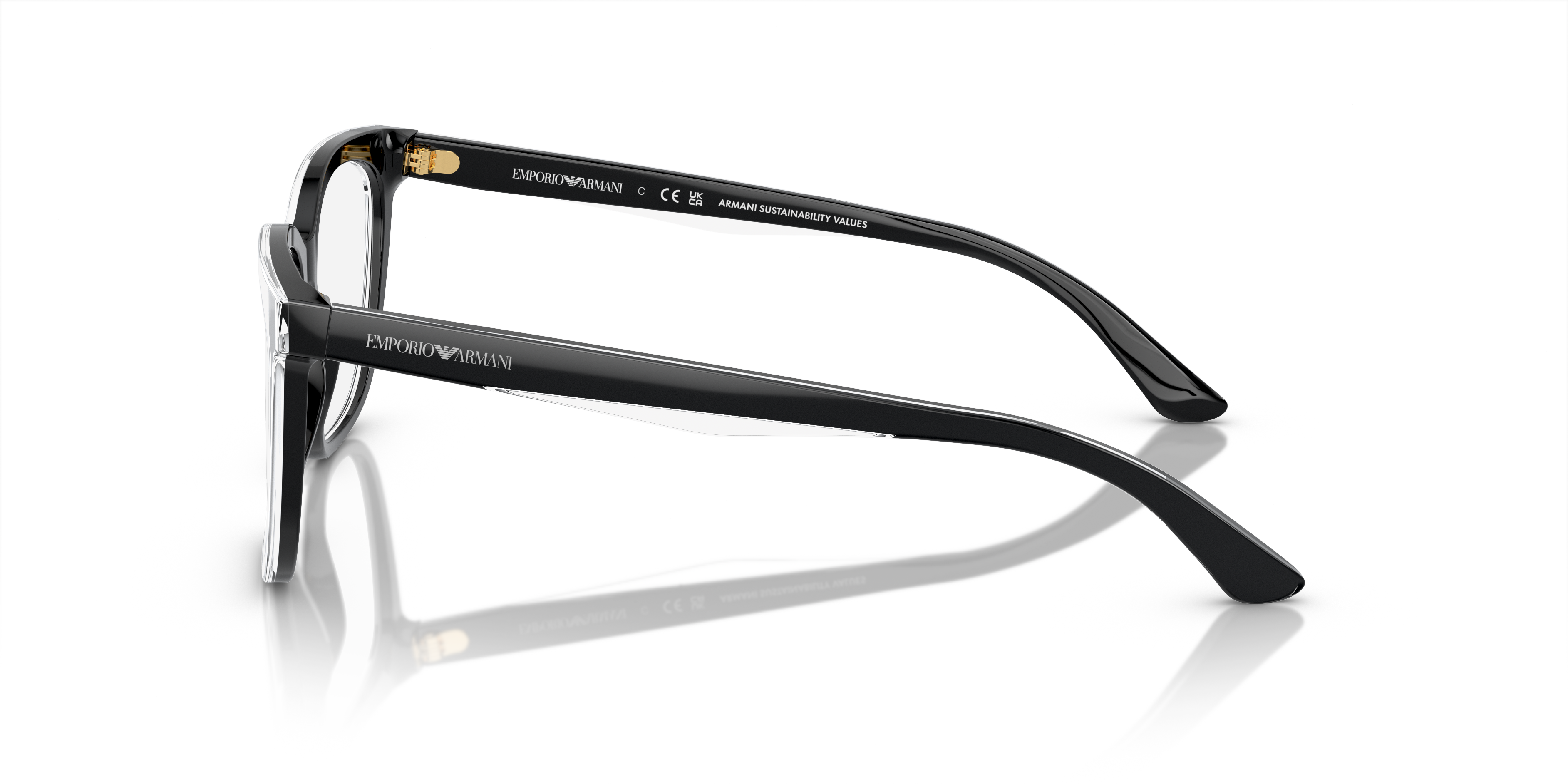 EA3228 Glanzend zwart & bovenkant kristal AcetaatEyeglass Frames van B24, Zijaanzicht