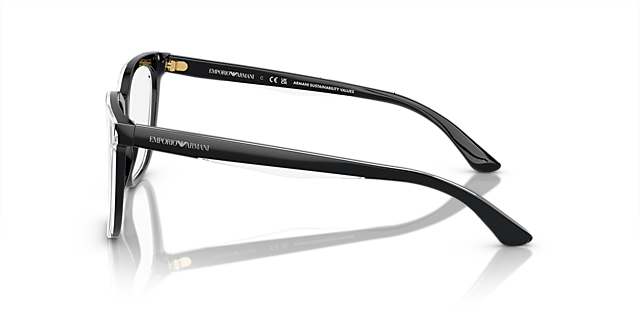 EA3228 Shiny Black & Top Crystal AcetatEyeglass Frames von B24, Seitenansicht