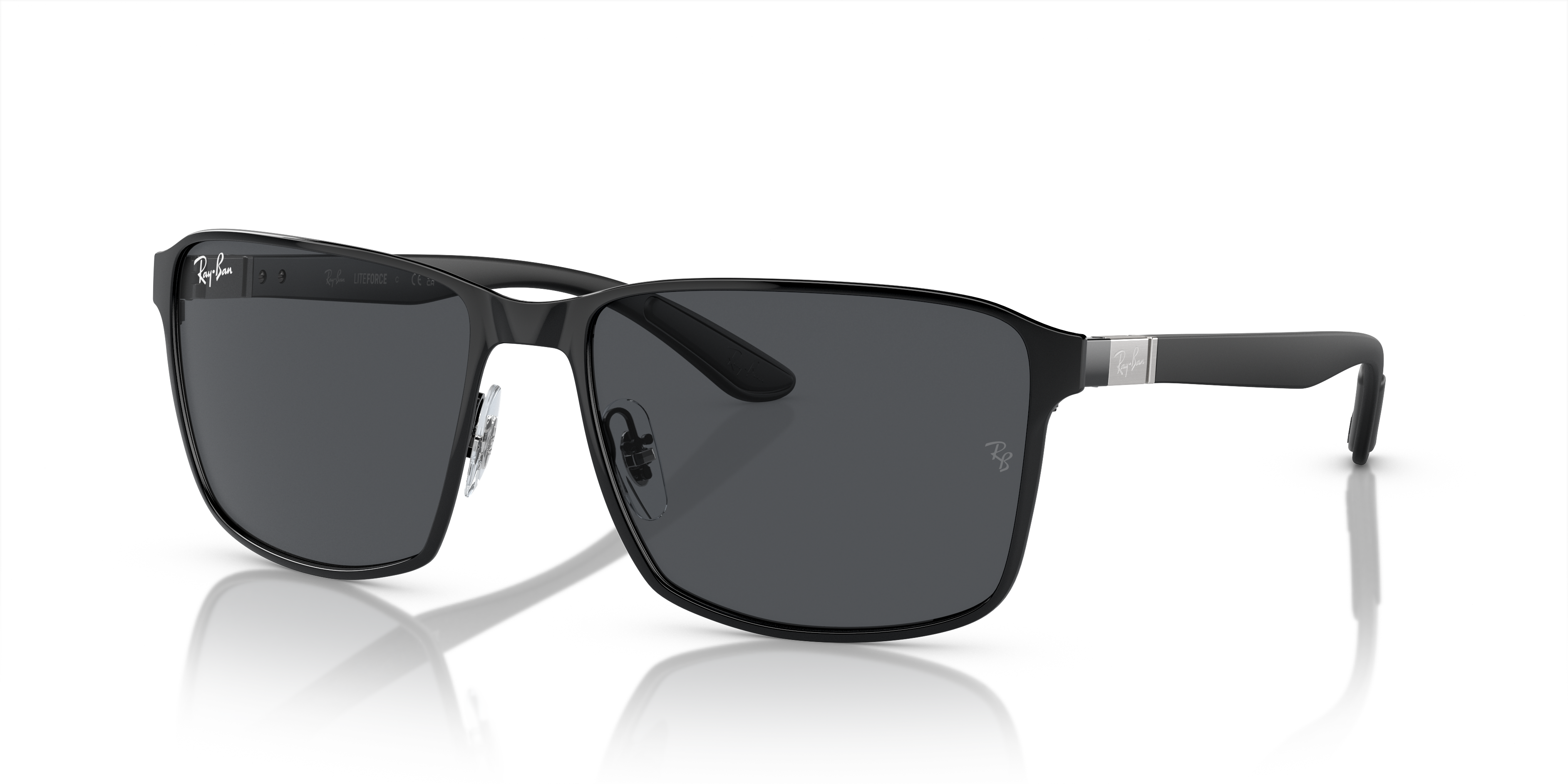 RB3721 Zwart op Zwart MetaalSunglass Frames van B24, Hoekweergave