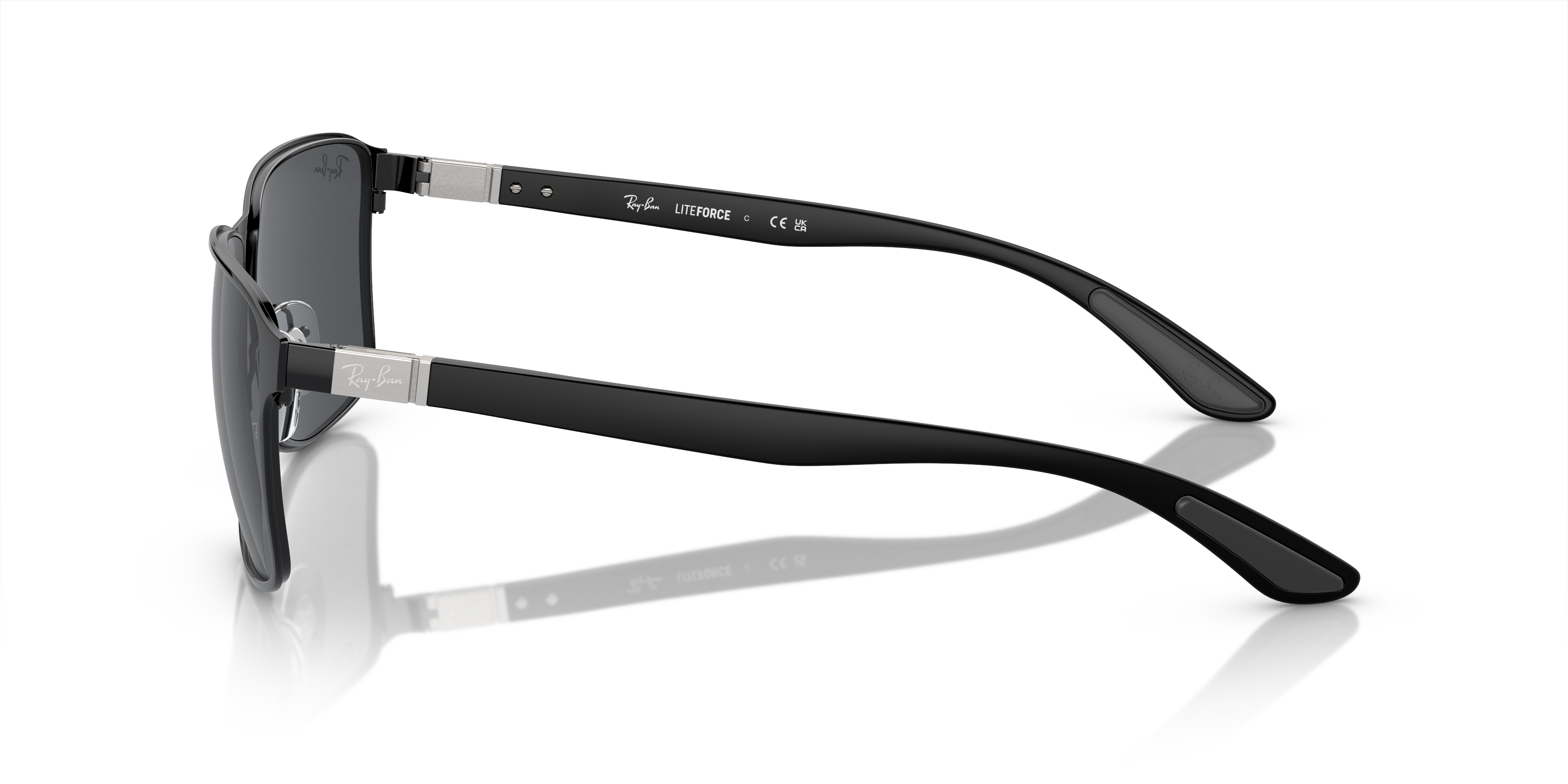 RB3721 Zwart op Zwart MetaalSunglass Frames van B24, Zijaanzicht