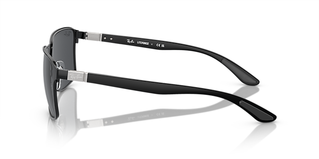 RB3721 Zwart op Zwart MetaalSunglass Frames van B24, Zijaanzicht