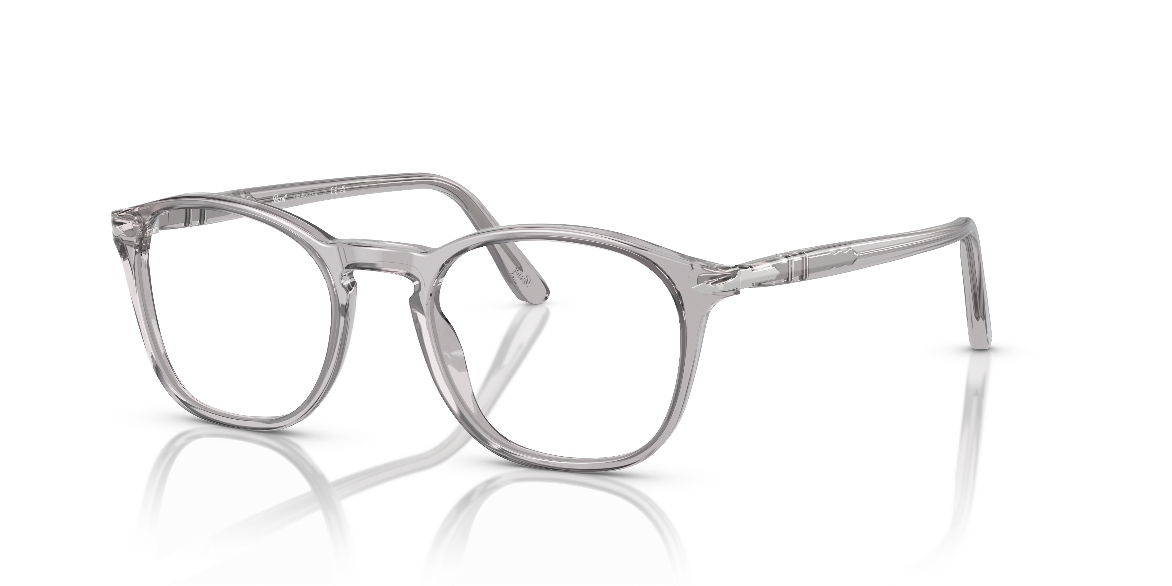 PO3007V Transparant grijs AcetaatEyeglass Frames van B24, Hoekweergave