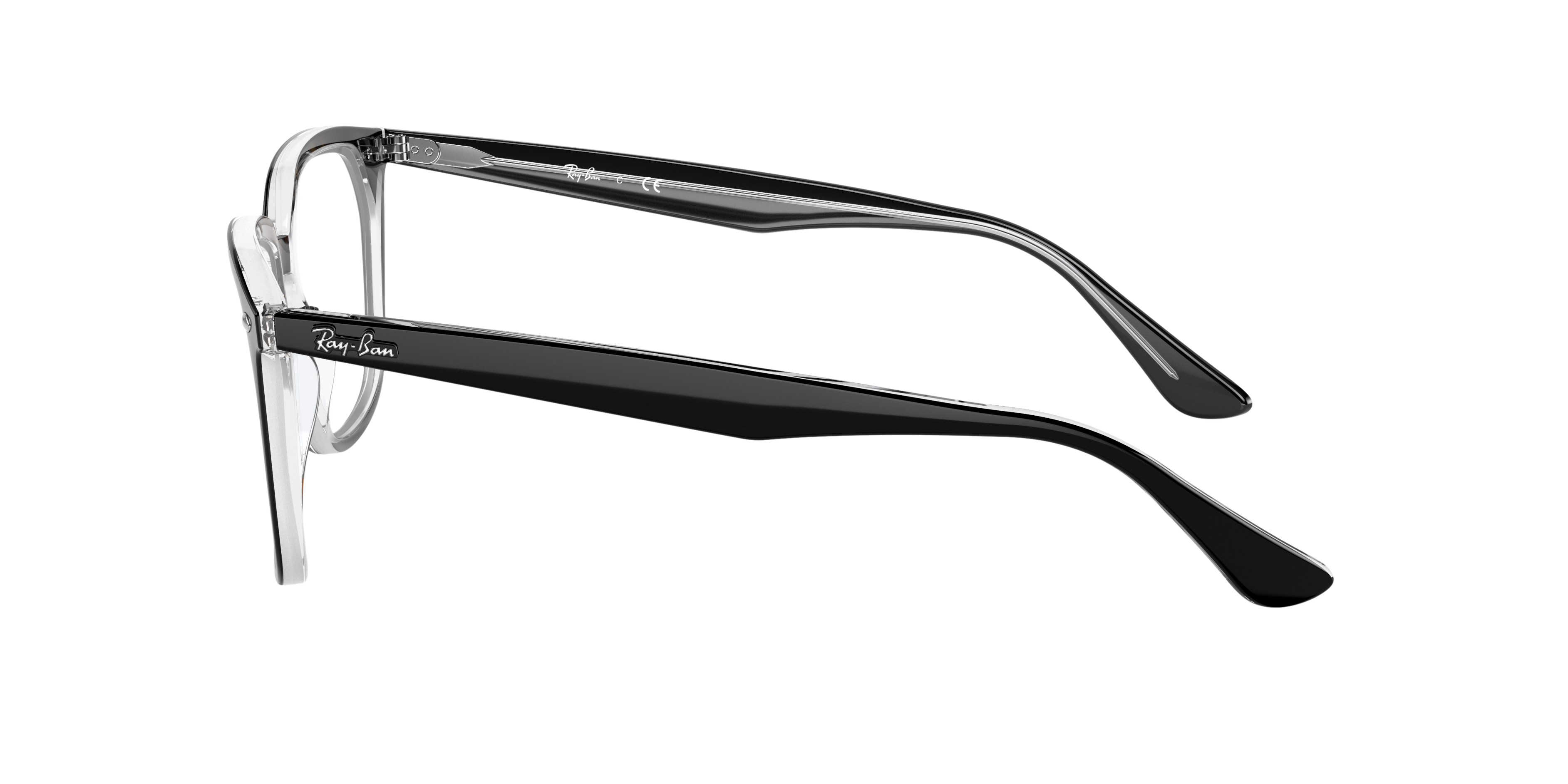 RB4362V Zwart op transparant AcetaatEyeglass Frames van B24, Zijaanzicht