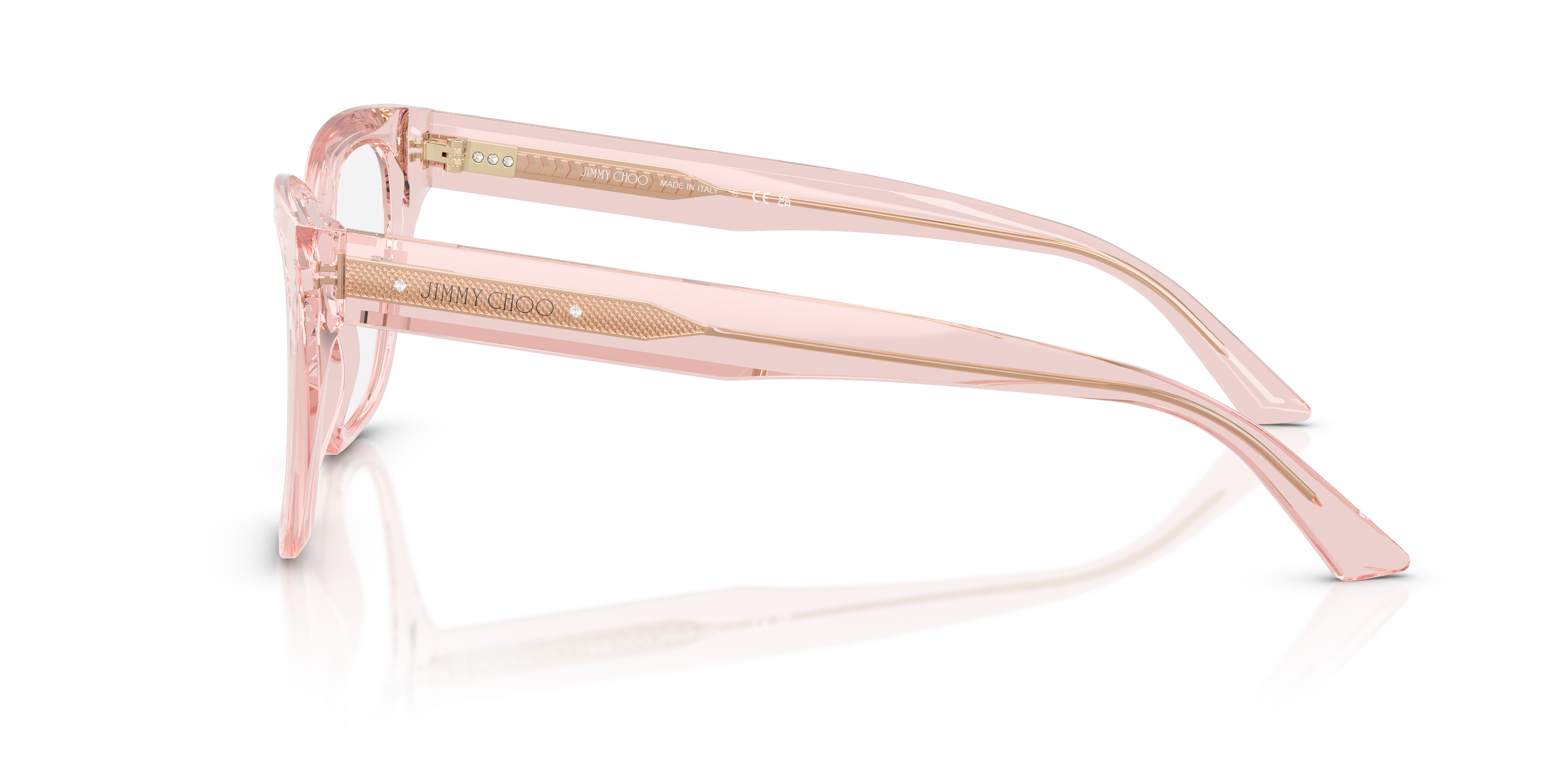 JC3019B Transparant Roze AcetaatEyeglass Frames van B24, Zijaanzicht