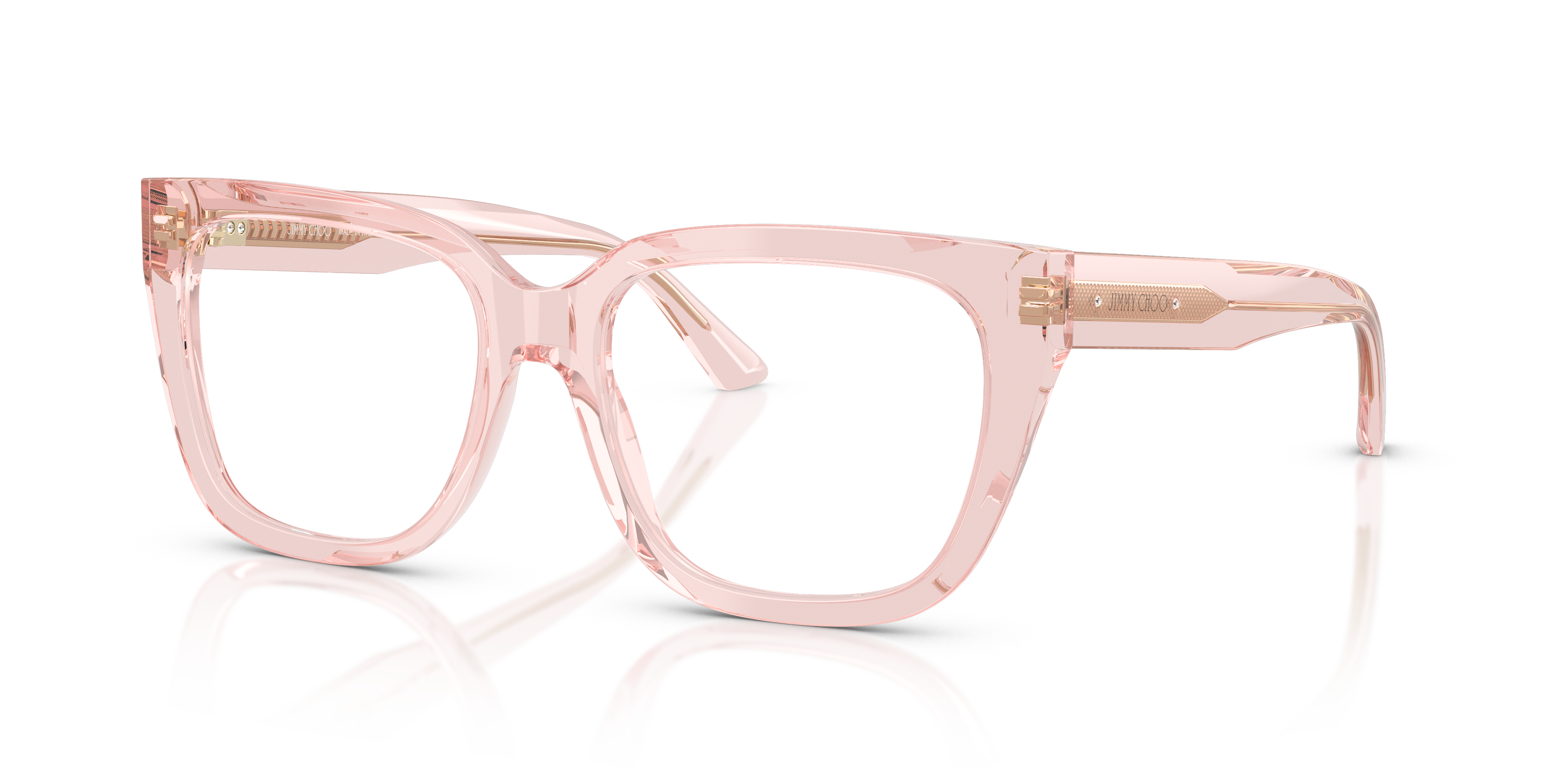 JC3019B Transparant Roze AcetaatEyeglass Frames van B24, Hoekweergave