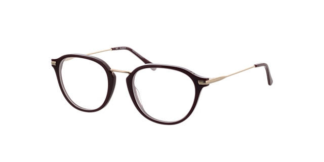 Anaheim Bordeauxrood  &  satijn goud AcetaatEyeglass Frames van B24, Hoekweergave