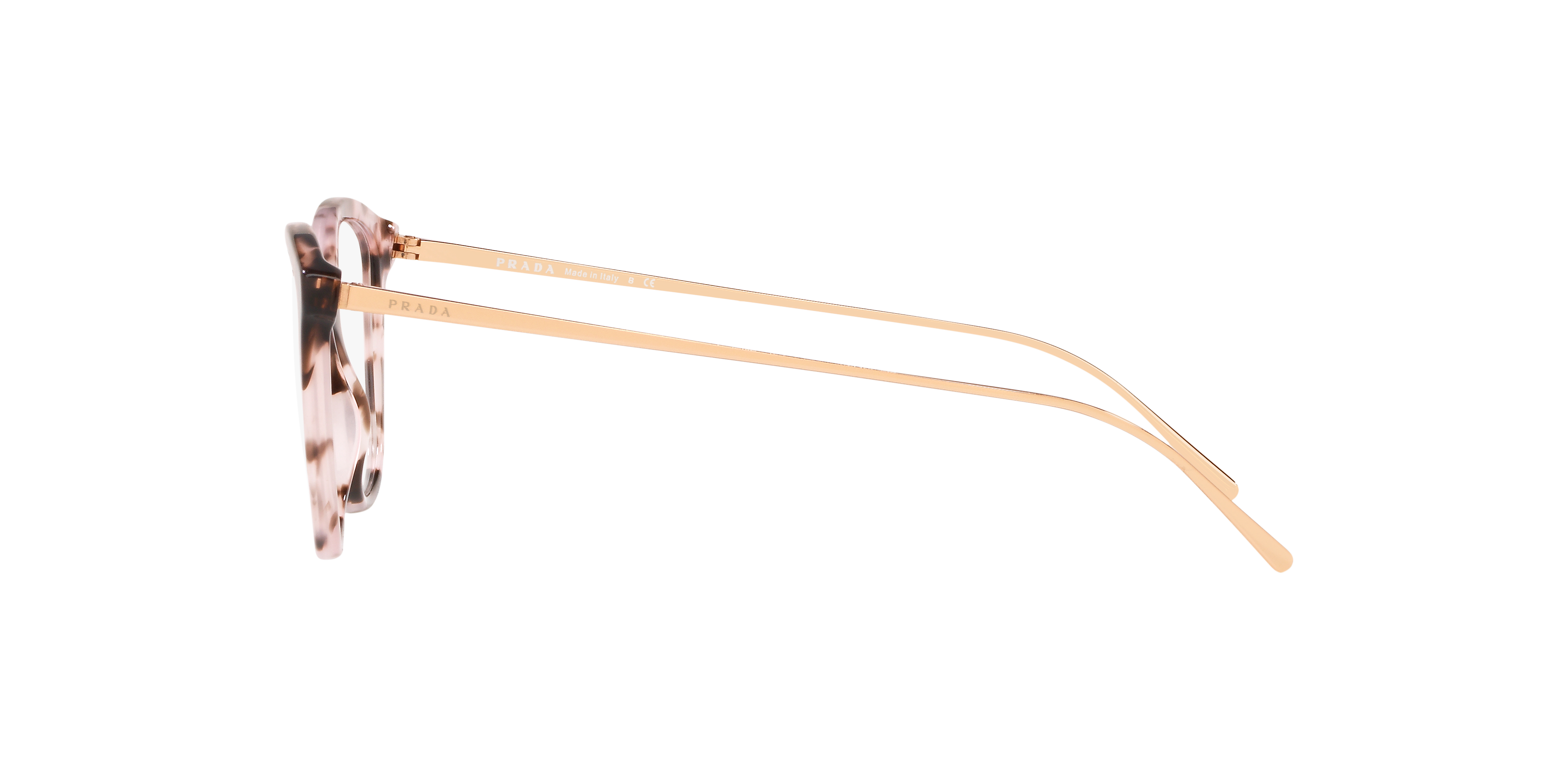 PR 11VV Roze Havana AcetaatEyeglass Frames van B24, Zijaanzicht