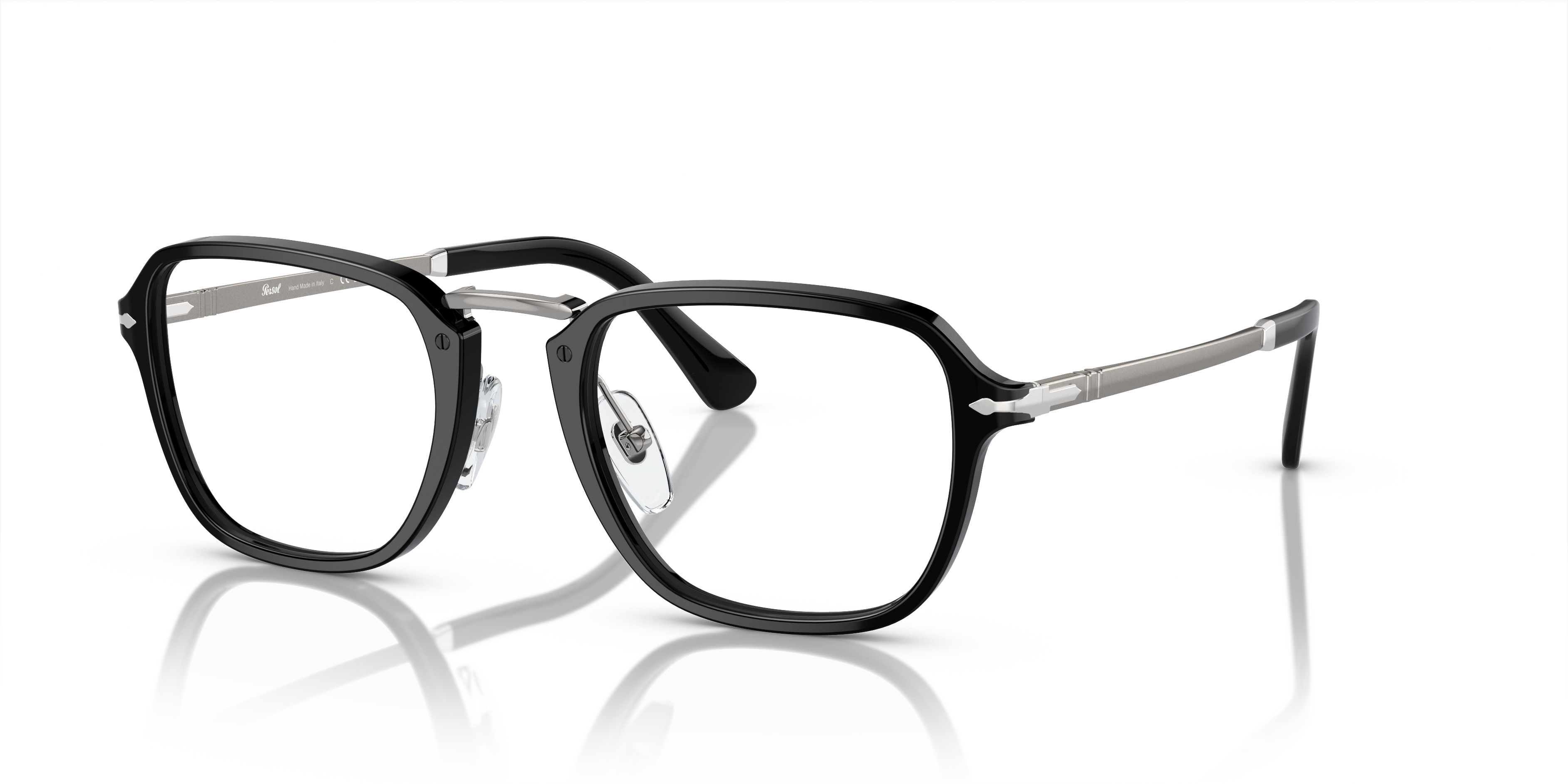 PO3331V Zwart AcetaatEyeglass Frames van B24, Hoekweergave