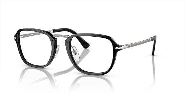 PO3331V Zwart AcetaatEyeglass Frames van B24, Hoekweergave